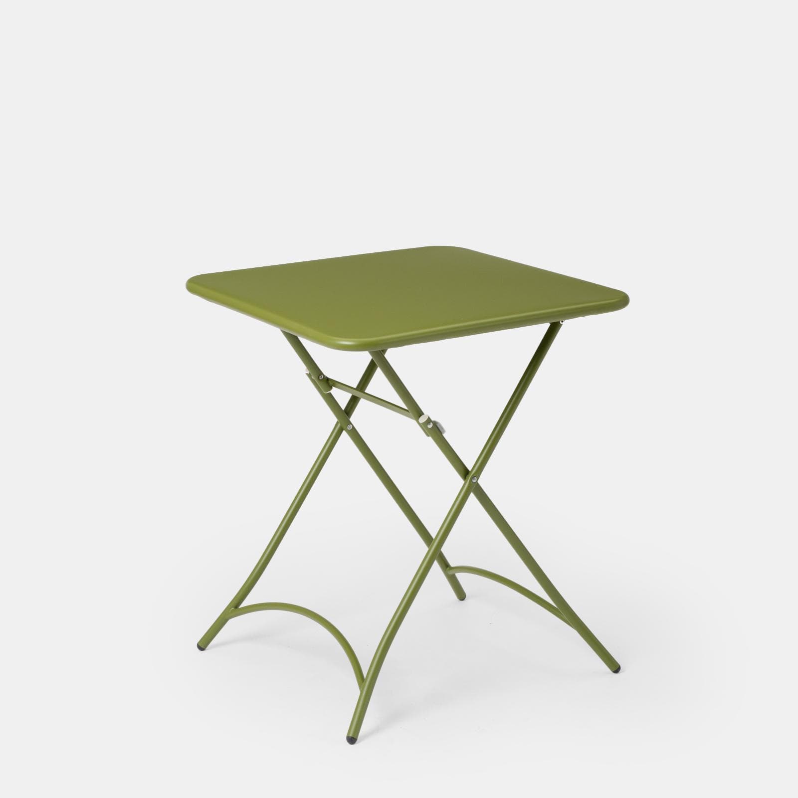 Set bistrot tavolo pieghevole 60x60 cm e 2 sedie con braccioli in acciaio verde oliva - Faber