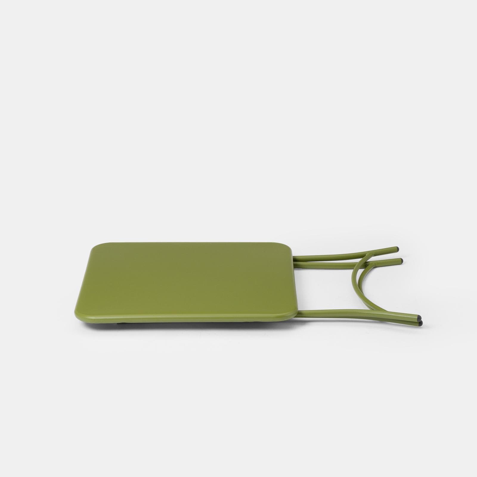 Set bistrot tavolo pieghevole 60x60 cm e 2 sedie con braccioli in acciaio verde oliva - Faber