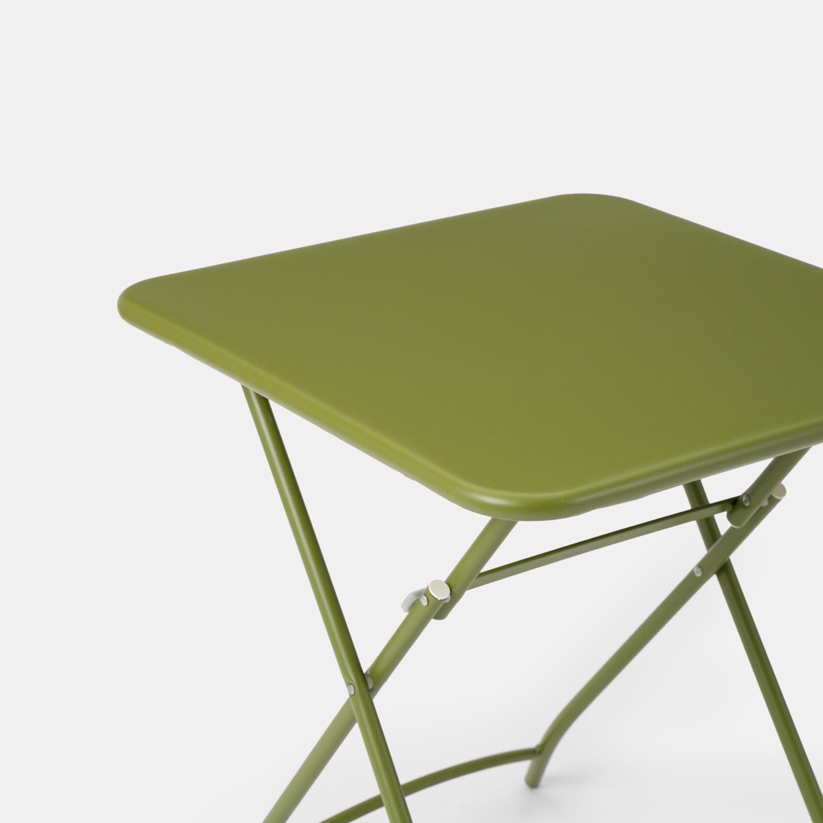 Set bistrot tavolo pieghevole 60x60 cm e 2 sedie con braccioli in acciaio verde oliva - Faber