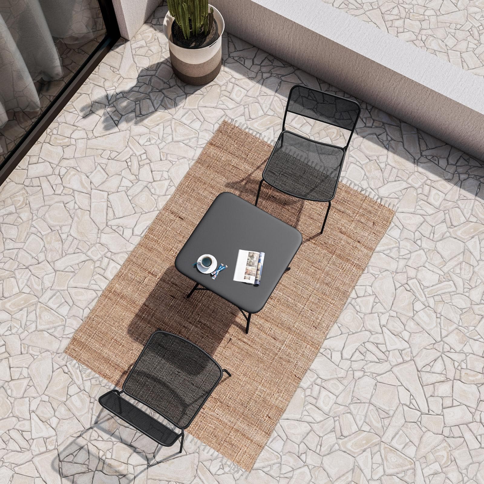 Set bistrot tavolo pieghevole 60x60 cm e 2 sedie in acciaio nero - Faber