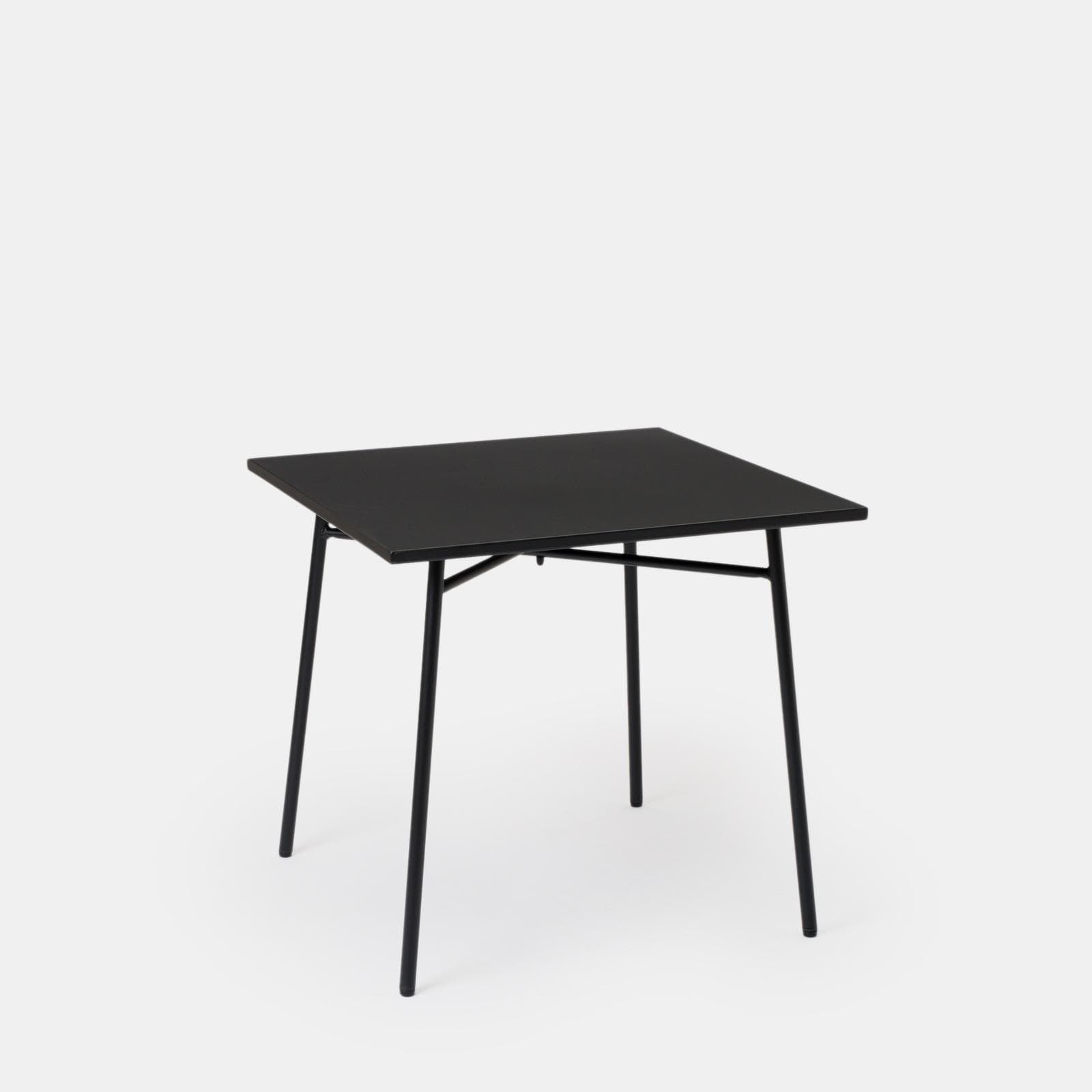 Set pranzo tavolo 80x80 cm e 4 sedie in acciaio nero - Faber