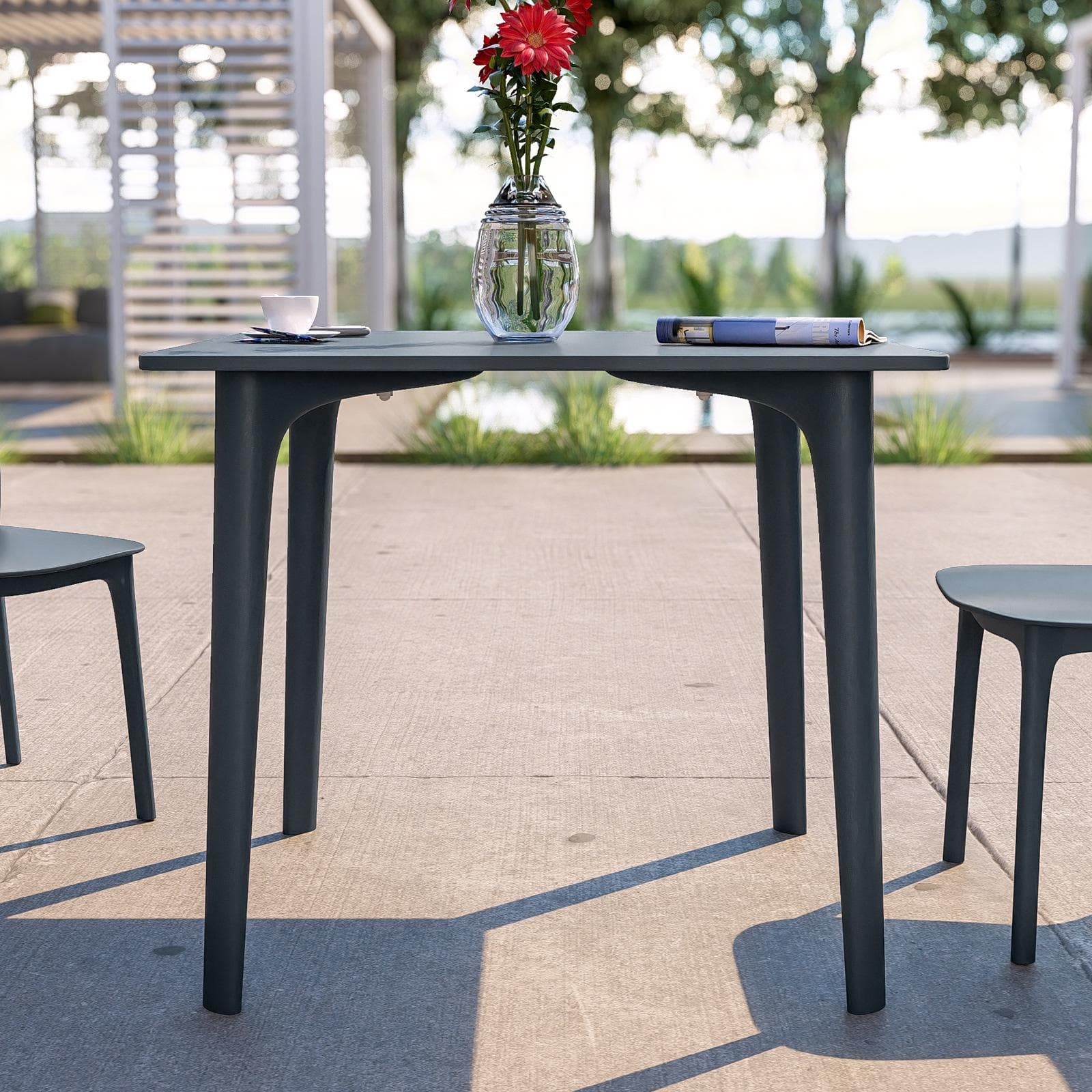 Set pranzo da giardino tavolo 80x80 cm e 4 sedie in polipropilene blu - Qalis