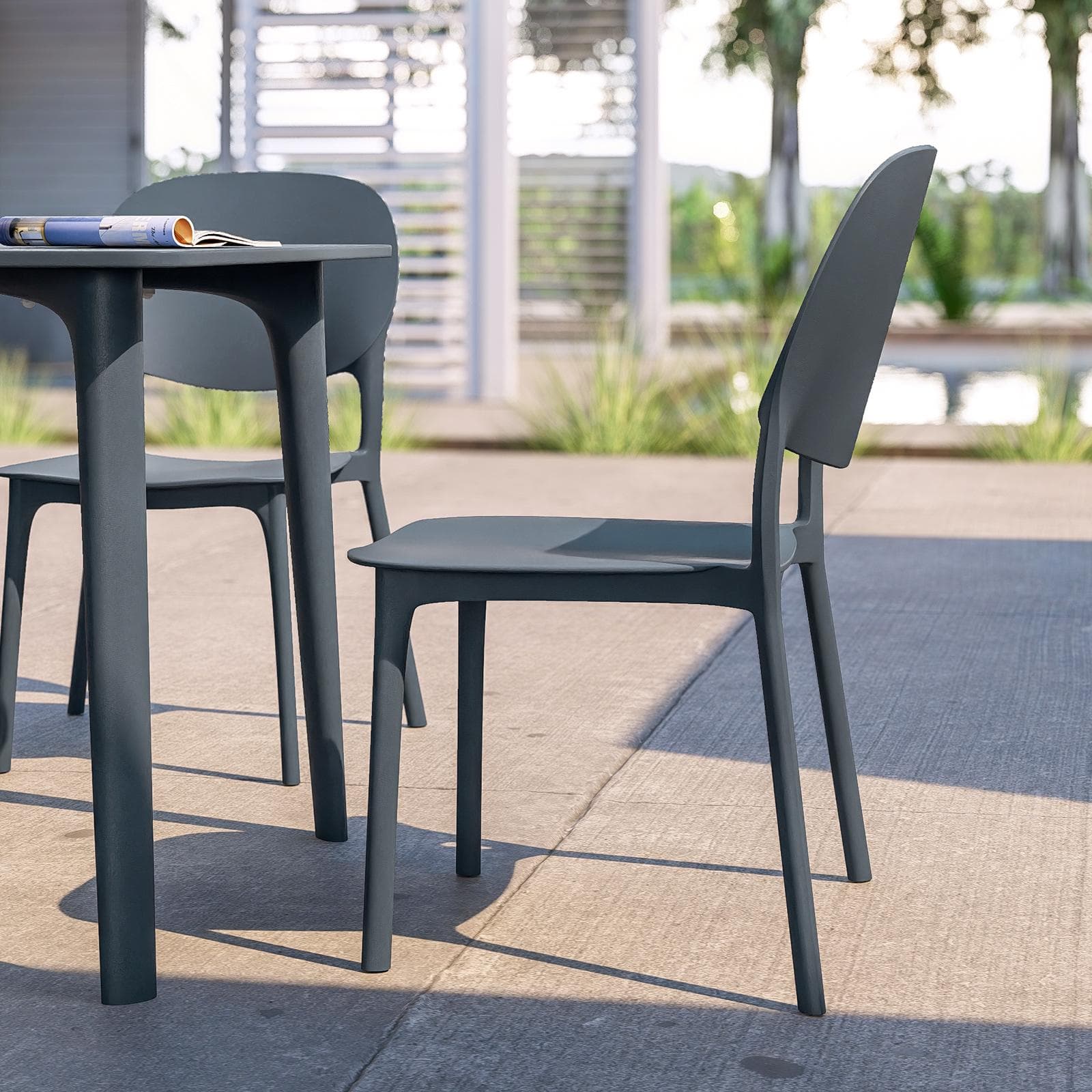 Set pranzo da giardino tavolo 80x80 cm e 4 sedie in polipropilene blu - Qalis