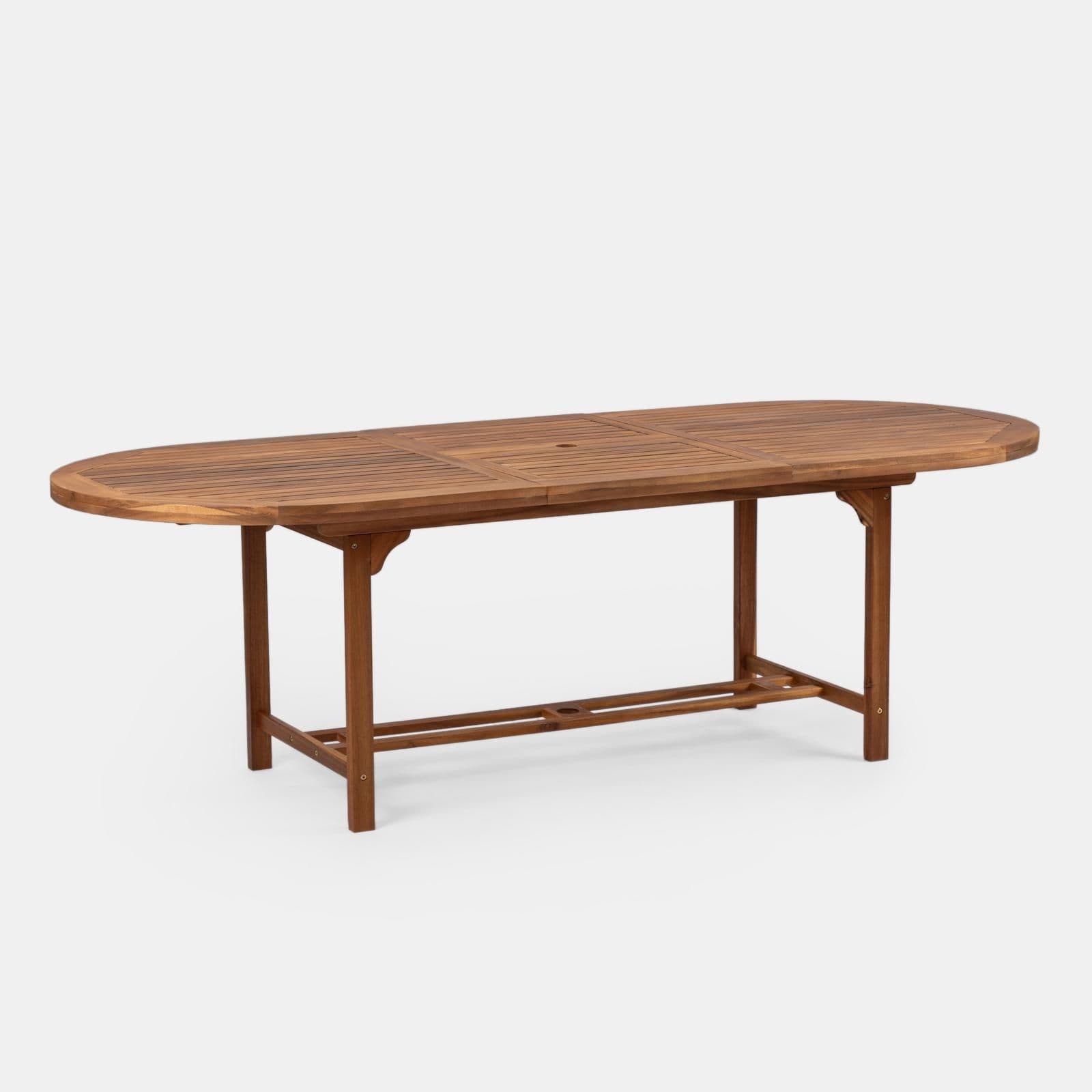 Set pranzo tavolo allungabile 180/240x100 cm e 4 sedie pieghevoli in legno di acacia - Paja