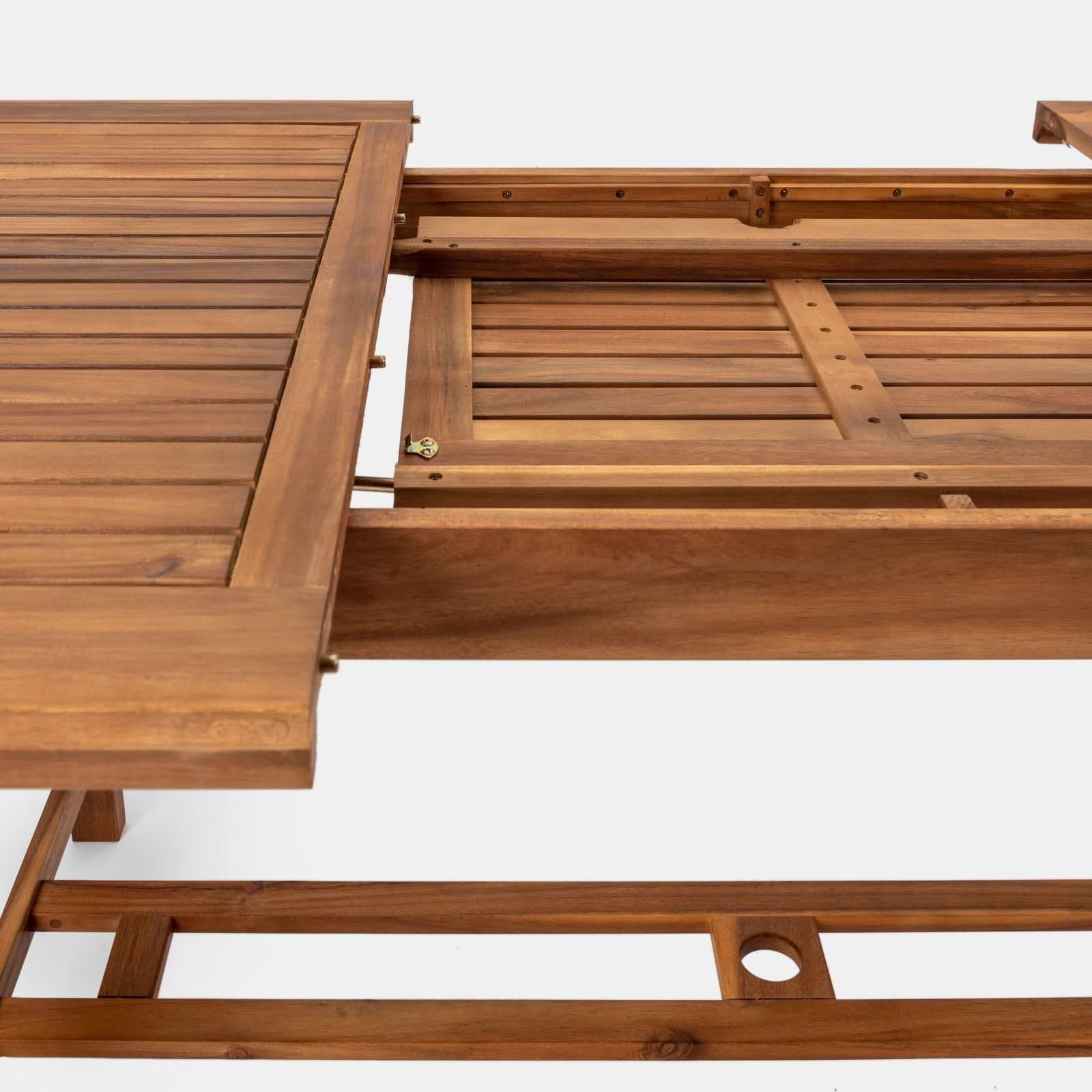 Set pranzo tavolo allungabile 180/240x100 cm e 4 sedie pieghevoli in legno di acacia - Paja