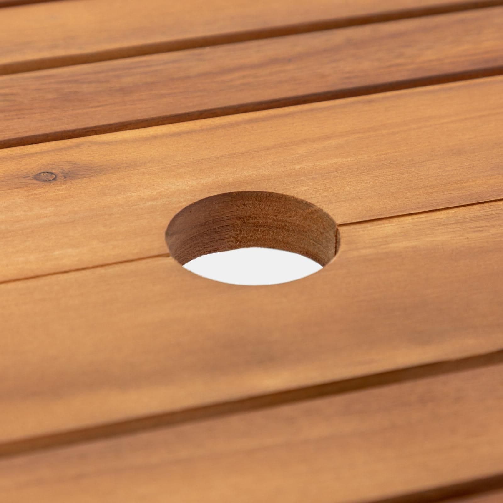 Set pranzo tavolo allungabile 180/240x100 cm e 4 sedie pieghevoli in legno di acacia - Paja