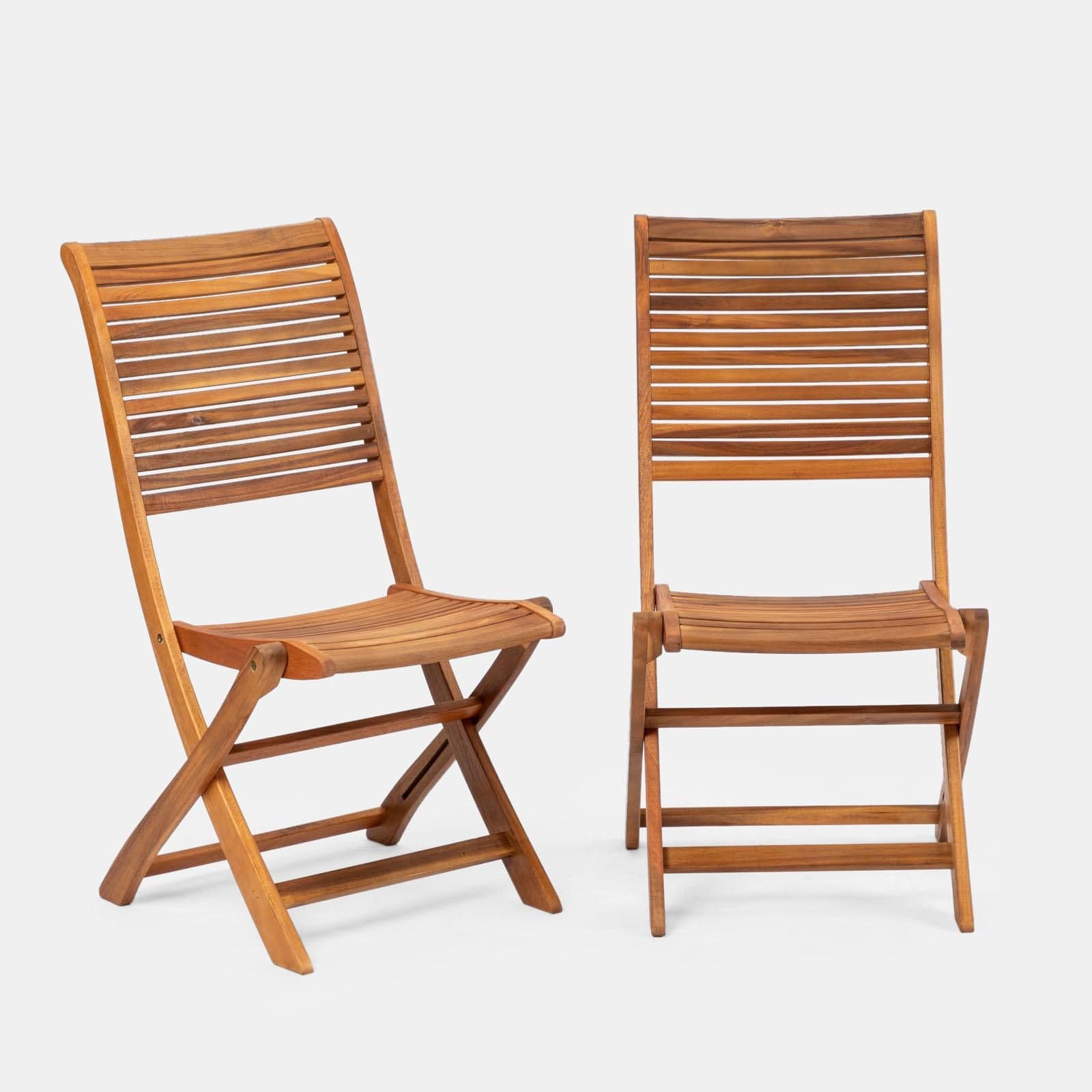 Set pranzo tavolo allungabile 180/240x100 cm e 4 sedie pieghevoli in legno di acacia - Paja