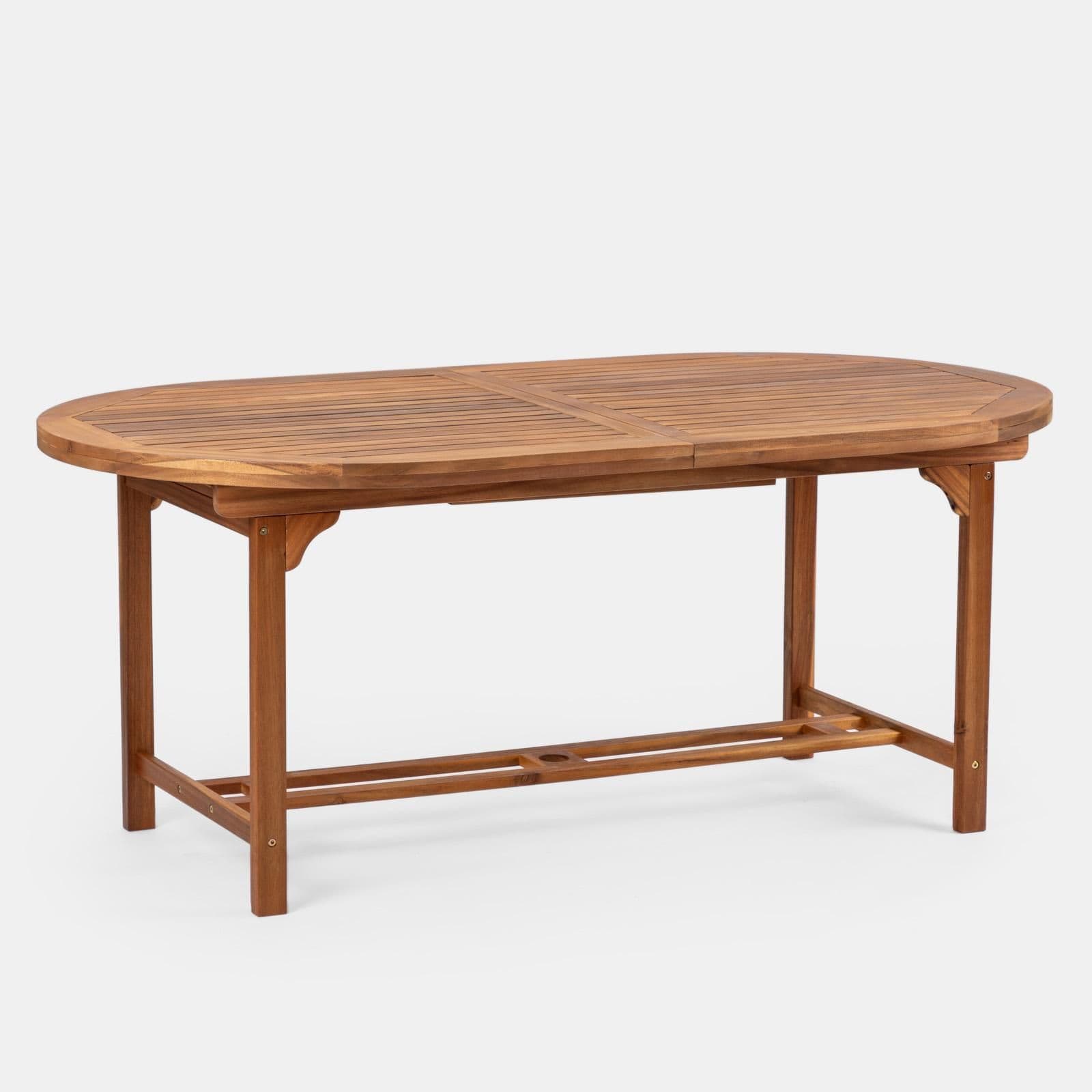 Set pranzo tavolo allungabile 180/240x100 cm e 4 sedie pieghevoli in legno di acacia - Paja