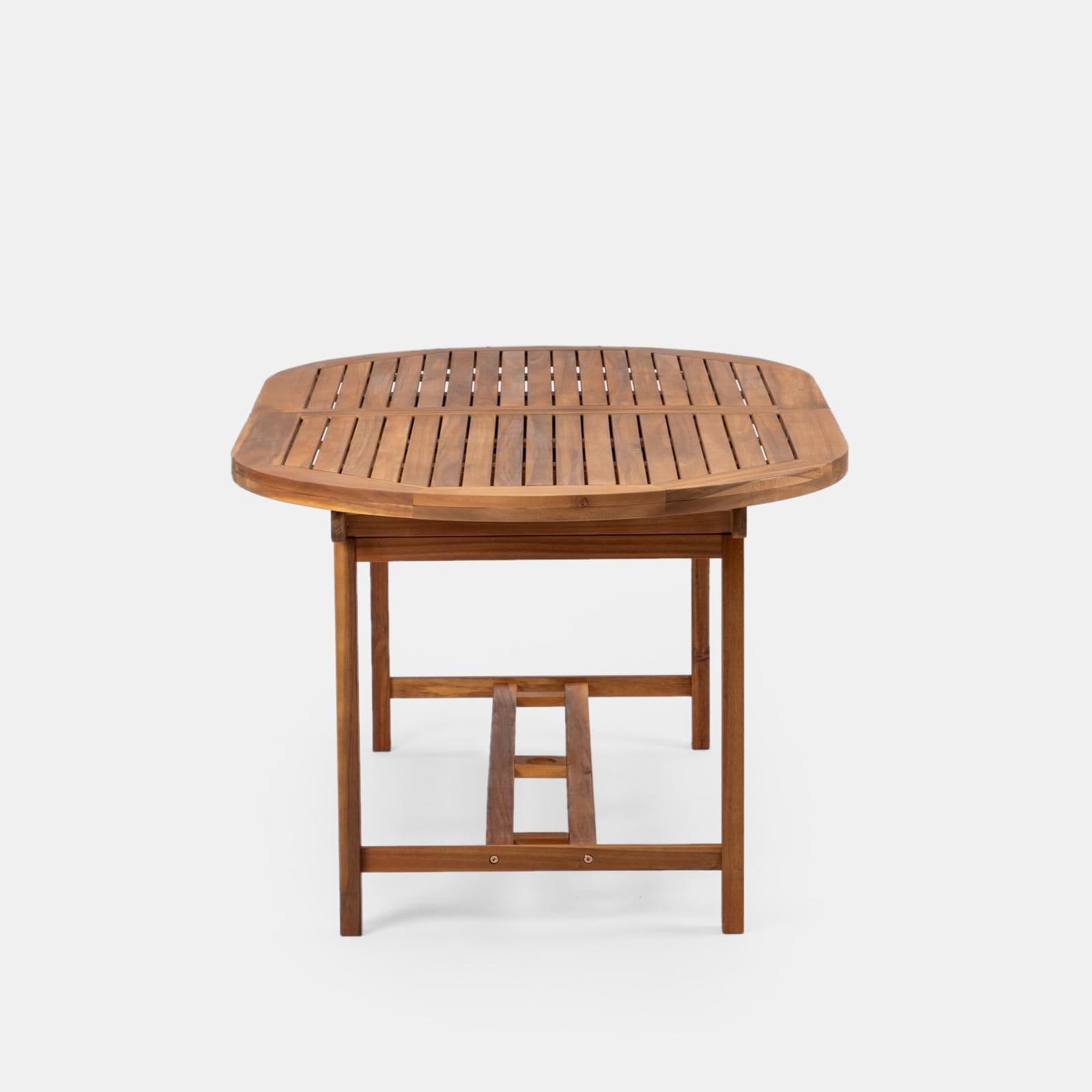 Set pranzo tavolo allungabile 180/240x100 cm e 4 sedie pieghevoli in legno di acacia - Paja