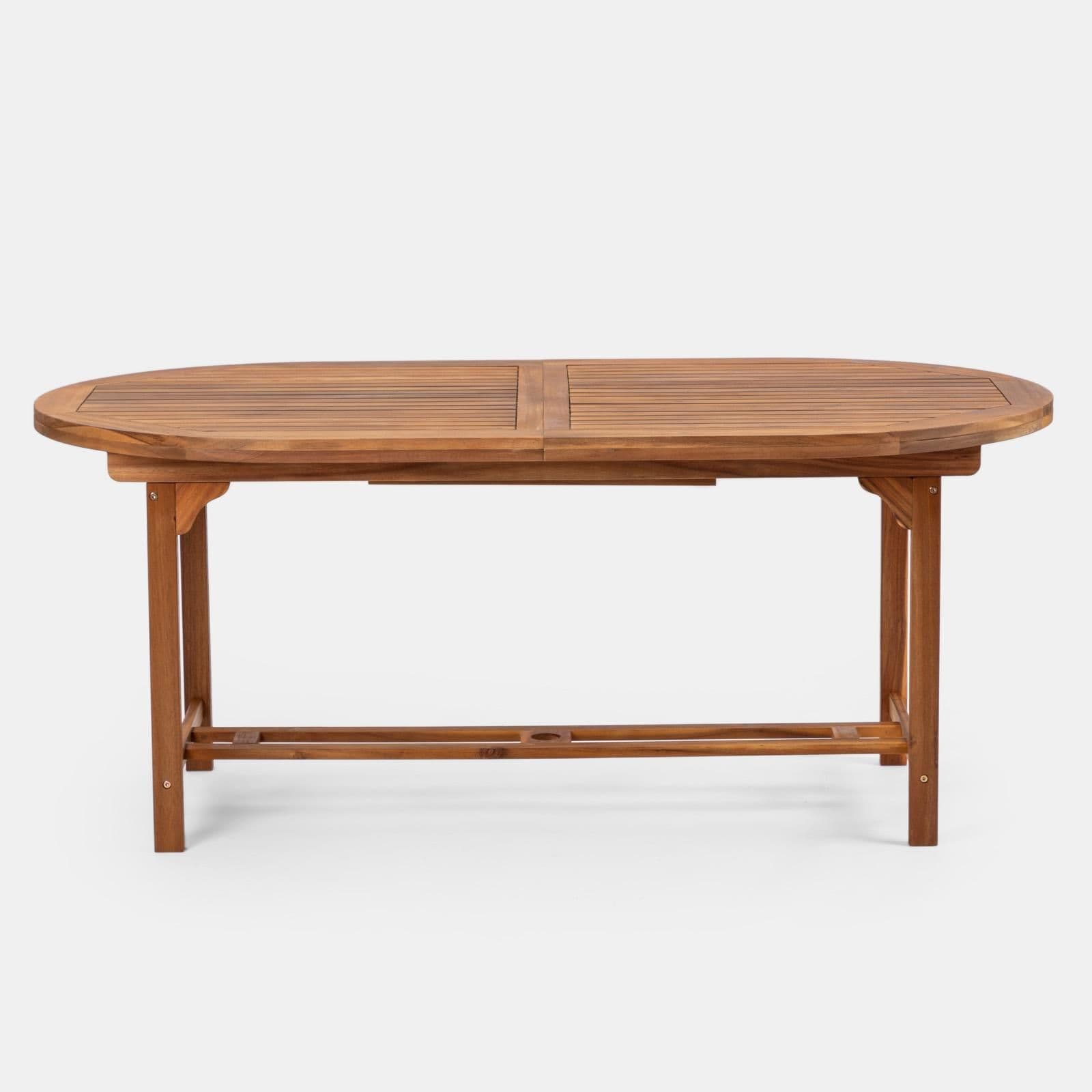 Set pranzo tavolo allungabile 180/240x100 cm e 4 sedie pieghevoli in legno di acacia - Paja