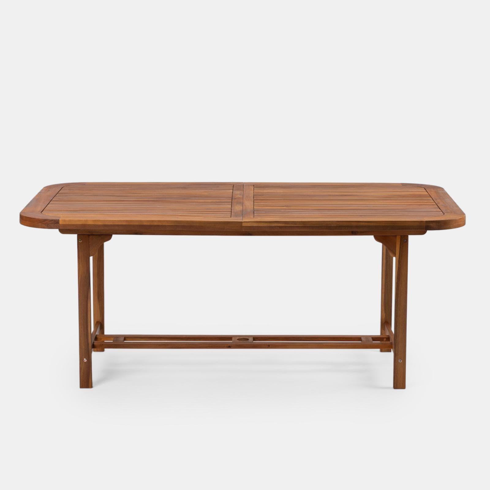 Set pranzo con tavolo allungabile 180/260x110 cm e 4 sedie con braccioli pieghevoli in legno di acacia - Paja