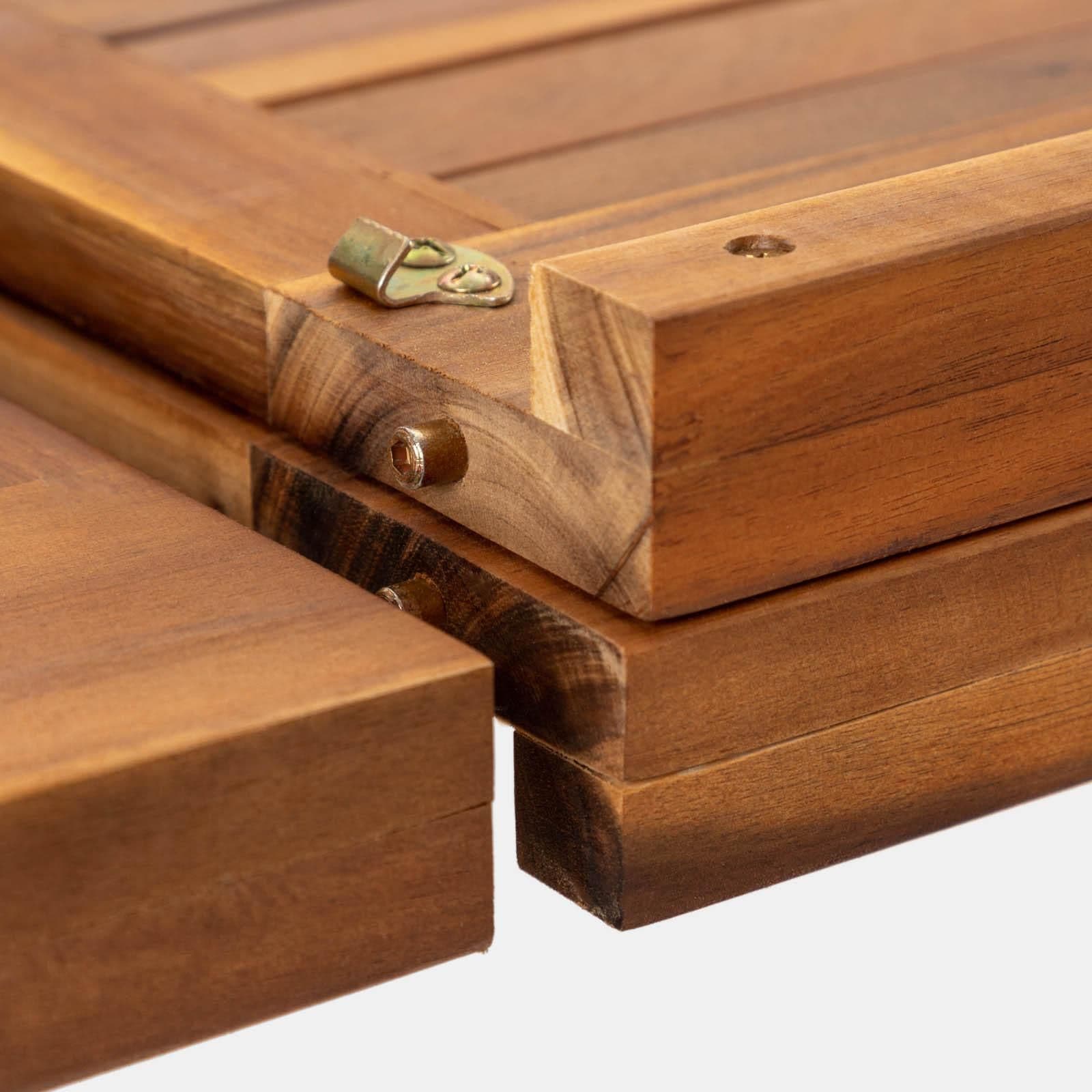 Set pranzo tavolo allungabile 180/260x110 cm con 4 sedie pieghevoli in legno di acacia - Paja