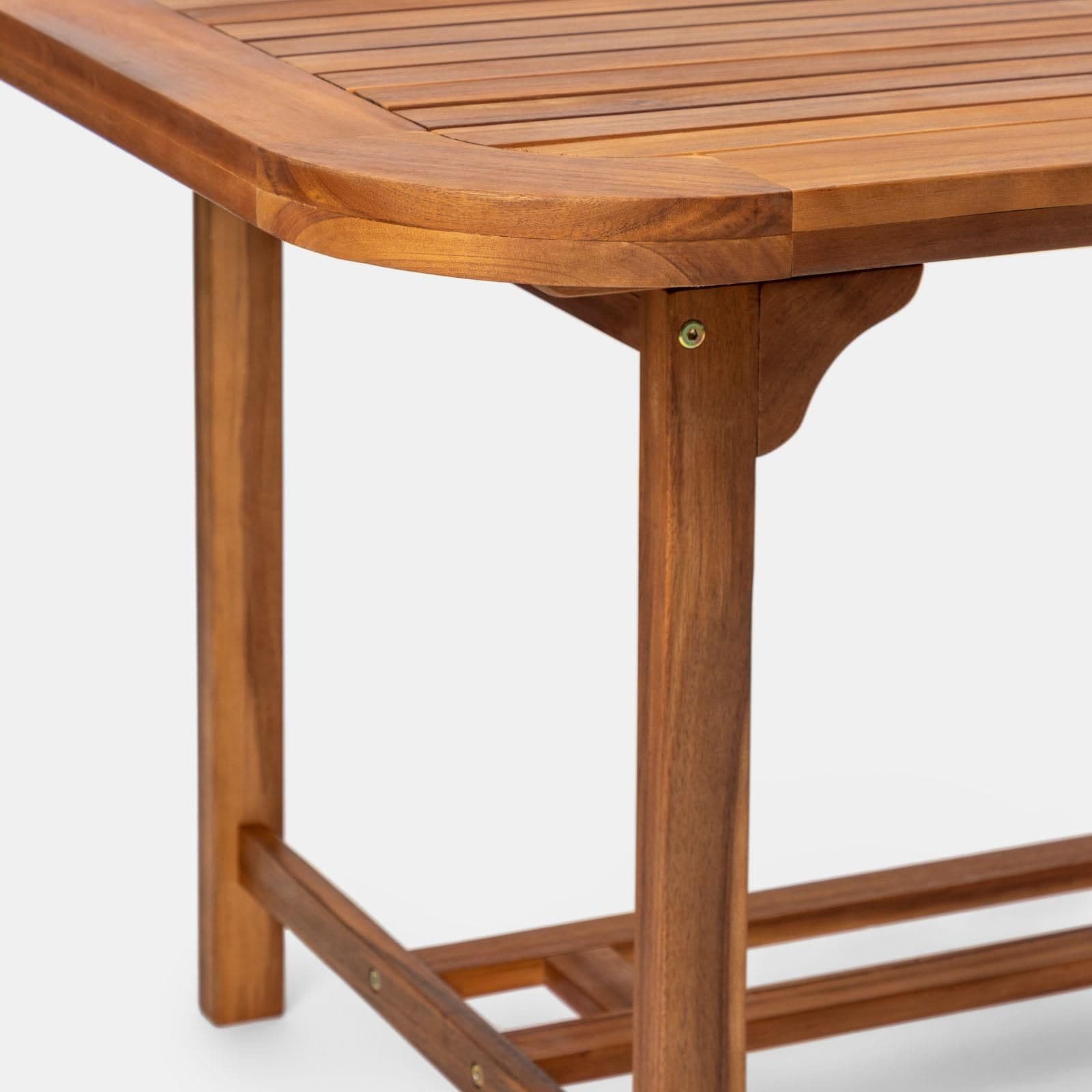 Set pranzo tavolo allungabile 180/260x110 cm con 4 sedie pieghevoli in legno di acacia - Paja