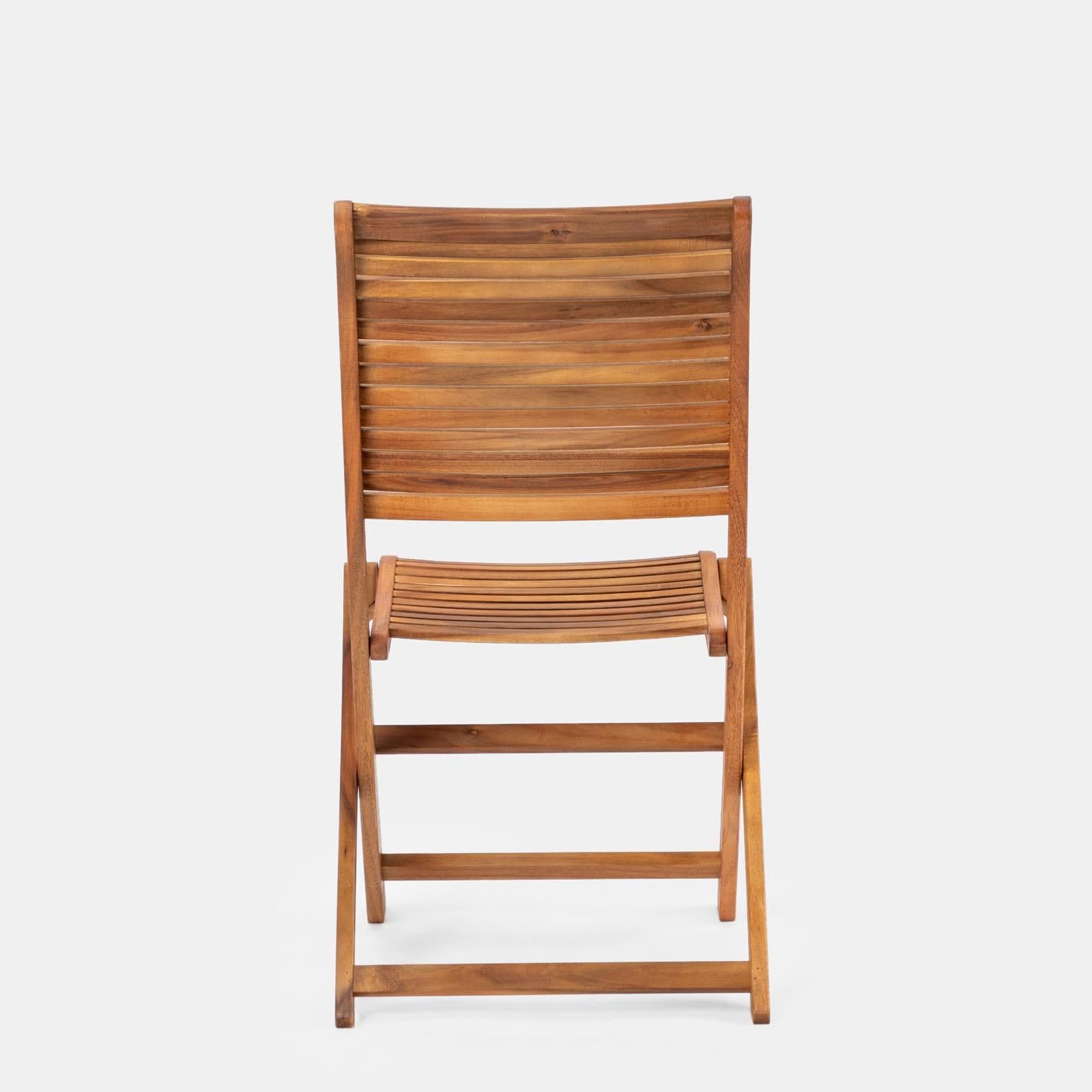 Set pranzo tavolo allungabile 180/260x110 cm con 4 sedie pieghevoli in legno di acacia - Paja