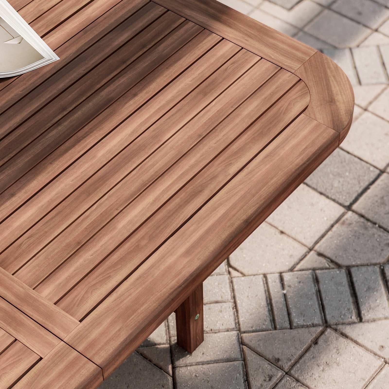 Set pranzo tavolo allungabile 180/260x110 cm con 4 sedie pieghevoli in legno di acacia - Paja