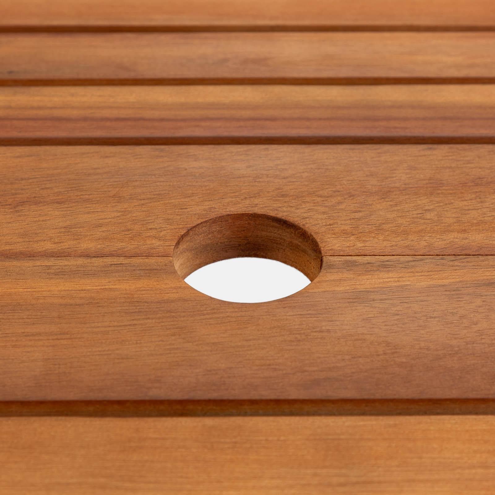 Set pranzo con tavolo allungabile 150/200x100 cm e 4 sedie con braccioli in legno di acacia - Paja
