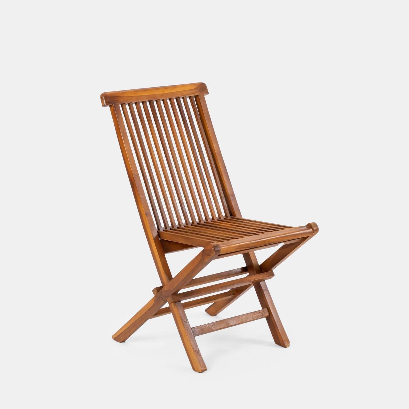 Set pranzo tavolo pieghevole 80x80 cm e 2 sedie in legno teak - Louis