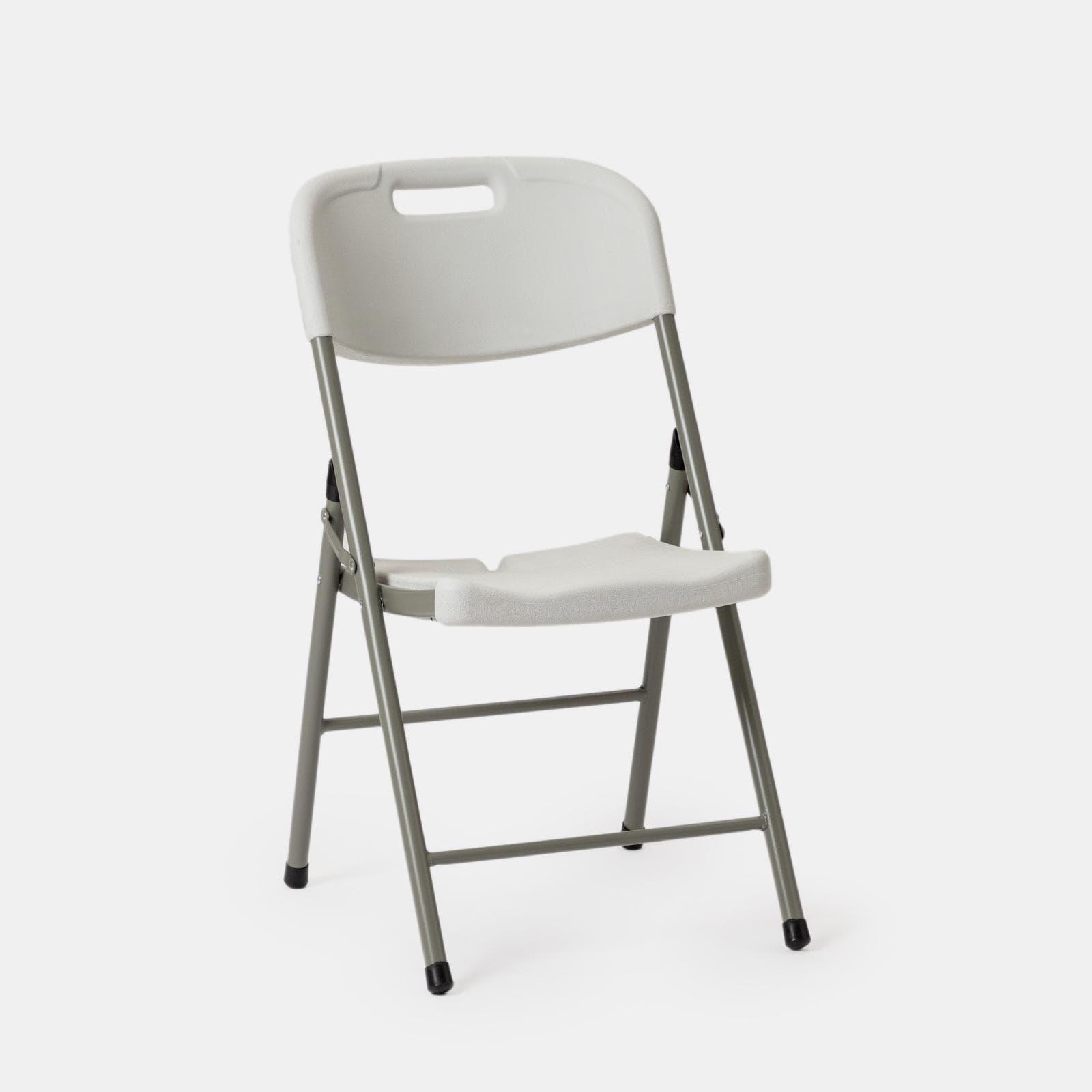 Set tavolo da catering pieghevole 180x75 cm con gambe ad H e 4 sedie in acciaio grigio opaco e resina bianco - Tasfa