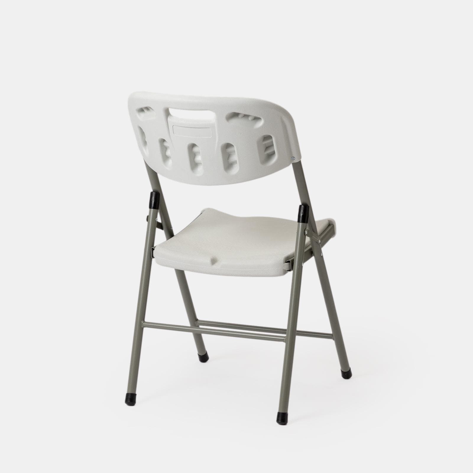 Set tavolo da catering pieghevole 180x75 cm con gambe ad H e 4 sedie in acciaio grigio opaco e resina bianco - Tasfa