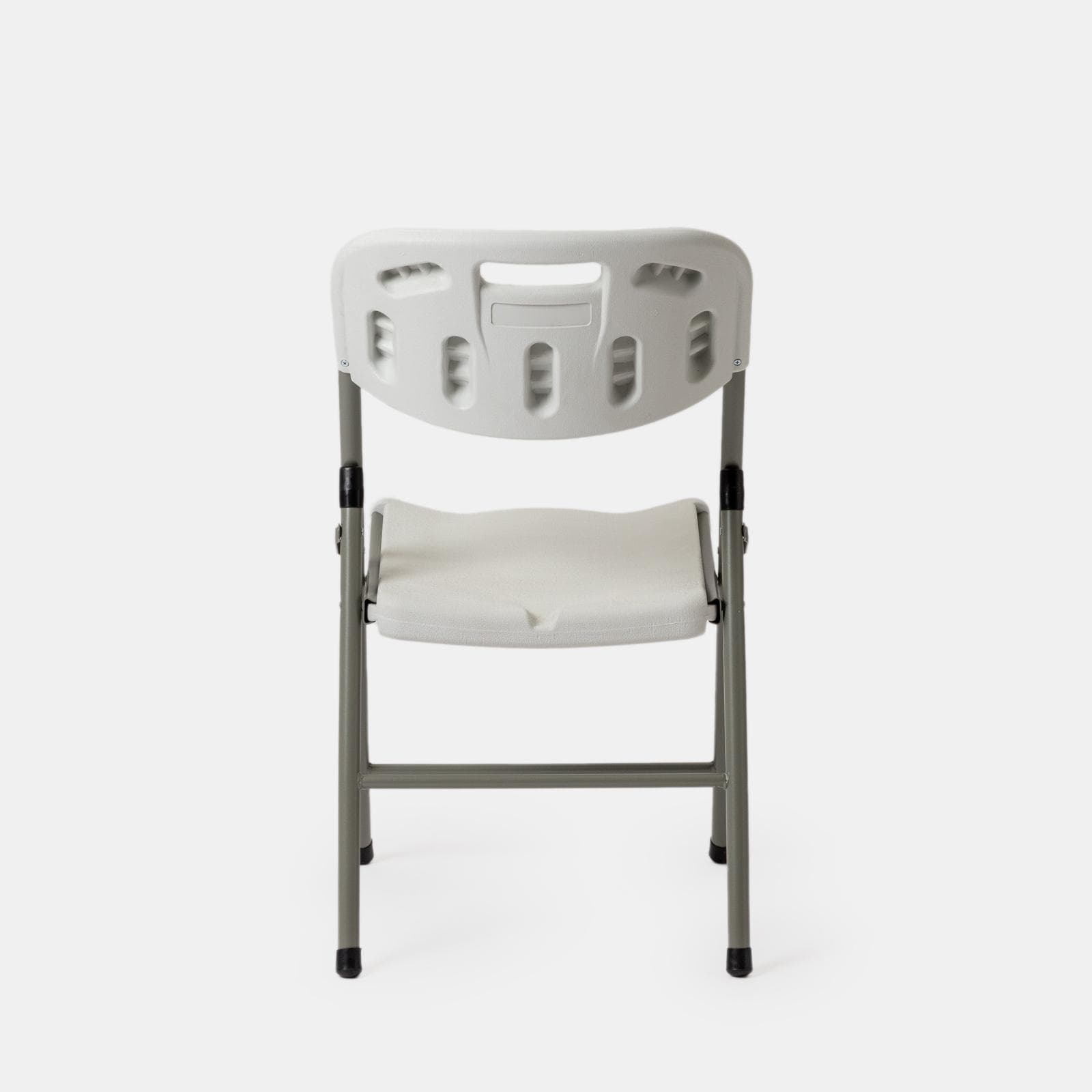 Set tavolo da catering pieghevole 180x75 cm con gambe ad H e 4 sedie in acciaio grigio opaco e resina bianco - Tasfa