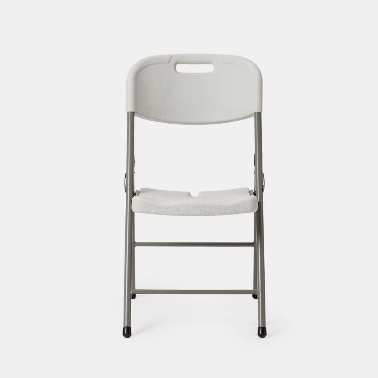 Set tavolo da catering pieghevole 180x75 cm con gambe ad H e 4 sedie in acciaio grigio opaco e resina bianco - Tasfa