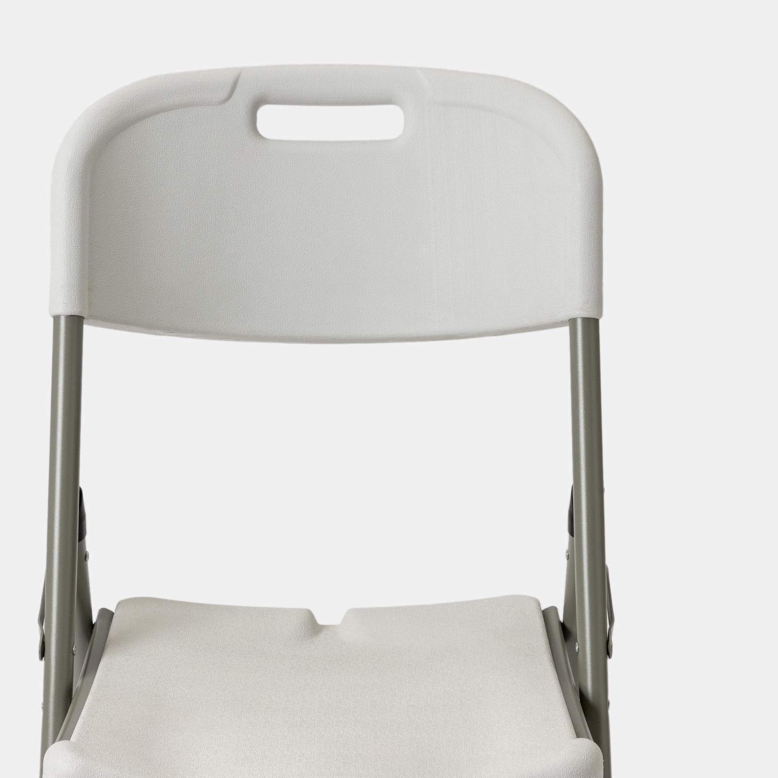 Set tavolo da catering pieghevole 180x75 cm con gambe ad H e 4 sedie in acciaio grigio opaco e resina bianco - Tasfa