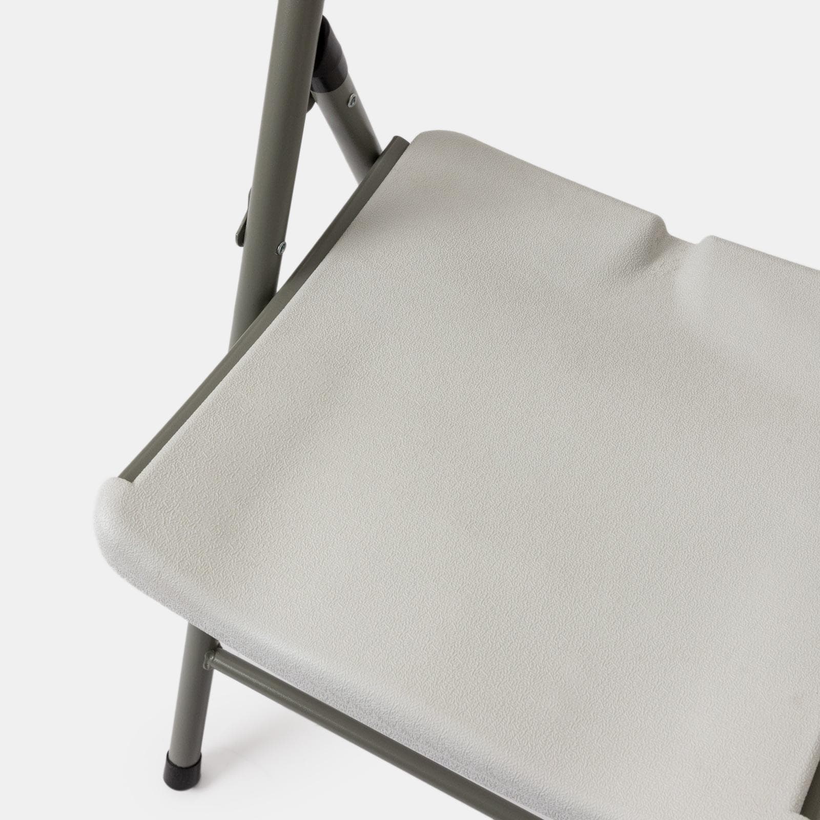 Set tavolo da catering pieghevole 180x75 cm con gambe ad H e 4 sedie in acciaio grigio opaco e resina bianco - Tasfa