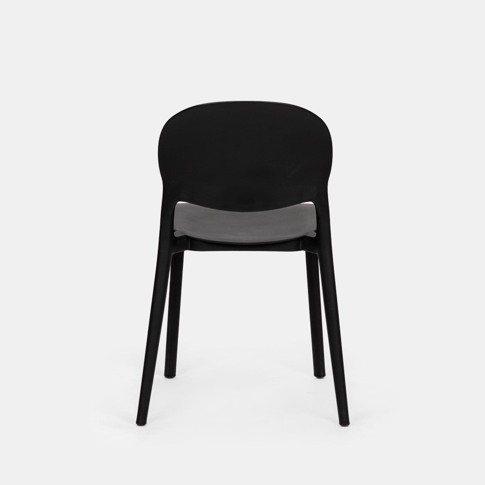 Set pranzo tavolo rotondo 100 cm e 4 sedie impilabili in polipropilene nero - Tulipano