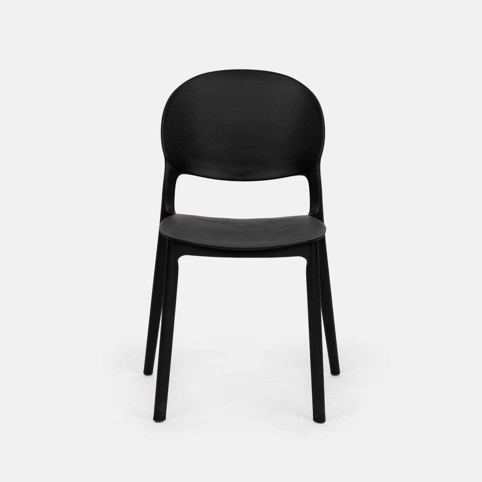 Set pranzo tavolo rotondo 100 cm e 4 sedie impilabili in polipropilene nero - Tulipano