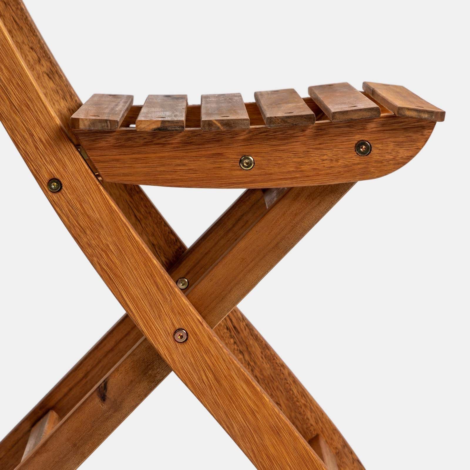 Set pranzo con tavolo rotondo 100 cm e 4 sedie pieghevoli in legno di acacia - Paja
