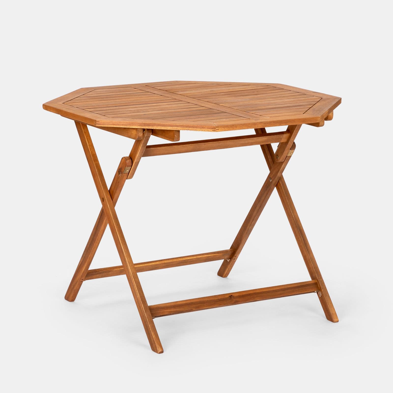 Set pranzo con tavolo rotondo 100 cm e 4 sedie pieghevoli in legno di acacia - Paja