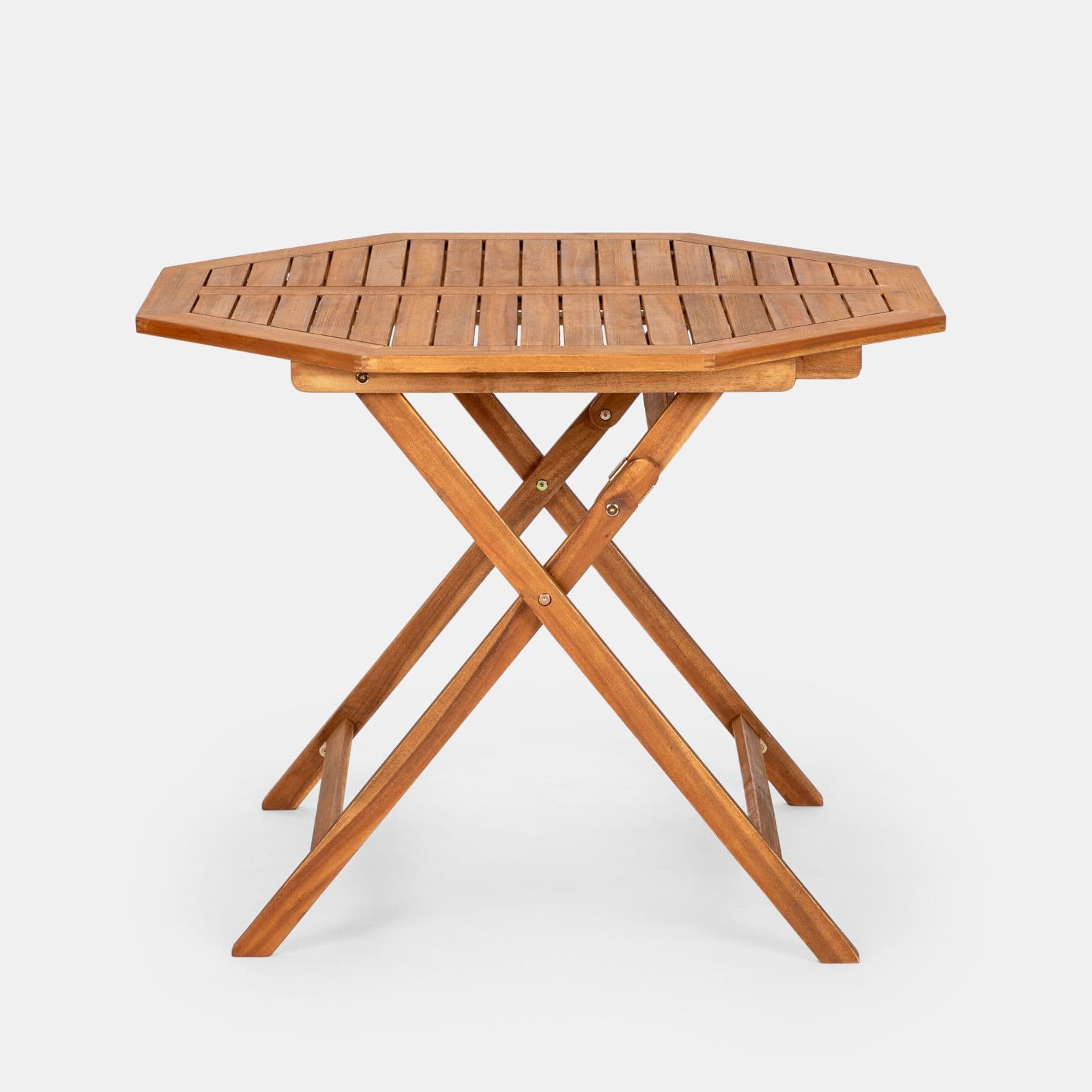 Set pranzo con tavolo rotondo 100 cm e 4 sedie pieghevoli in legno di acacia - Paja