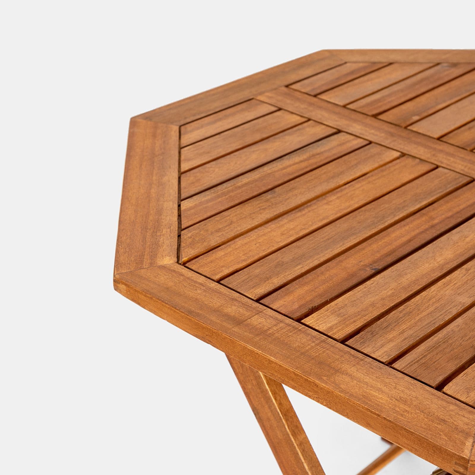 Set pranzo con tavolo rotondo 100 cm e 4 sedie pieghevoli in legno di acacia - Paja