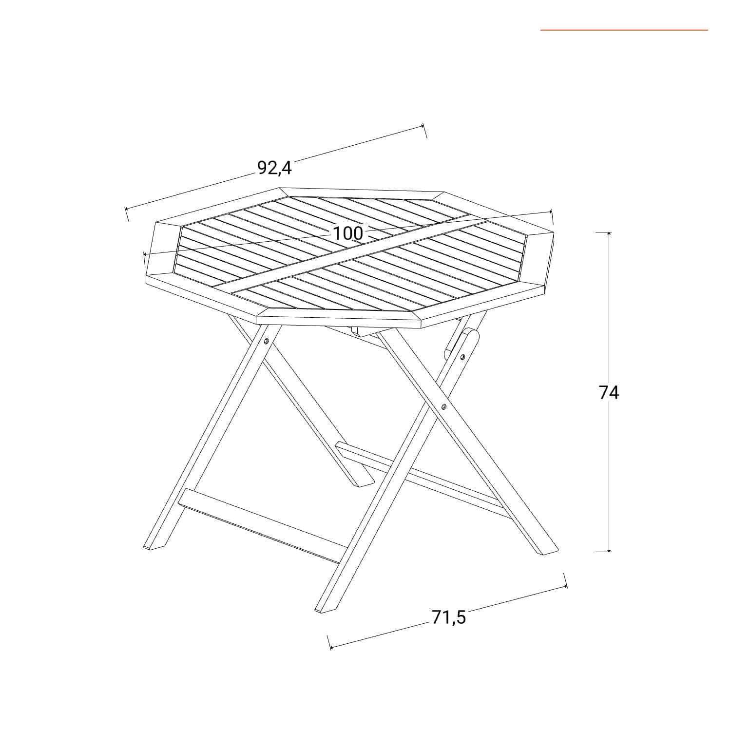 Set pranzo con tavolo rotondo 100 cm e 4 sedie pieghevoli in legno di acacia - Paja
