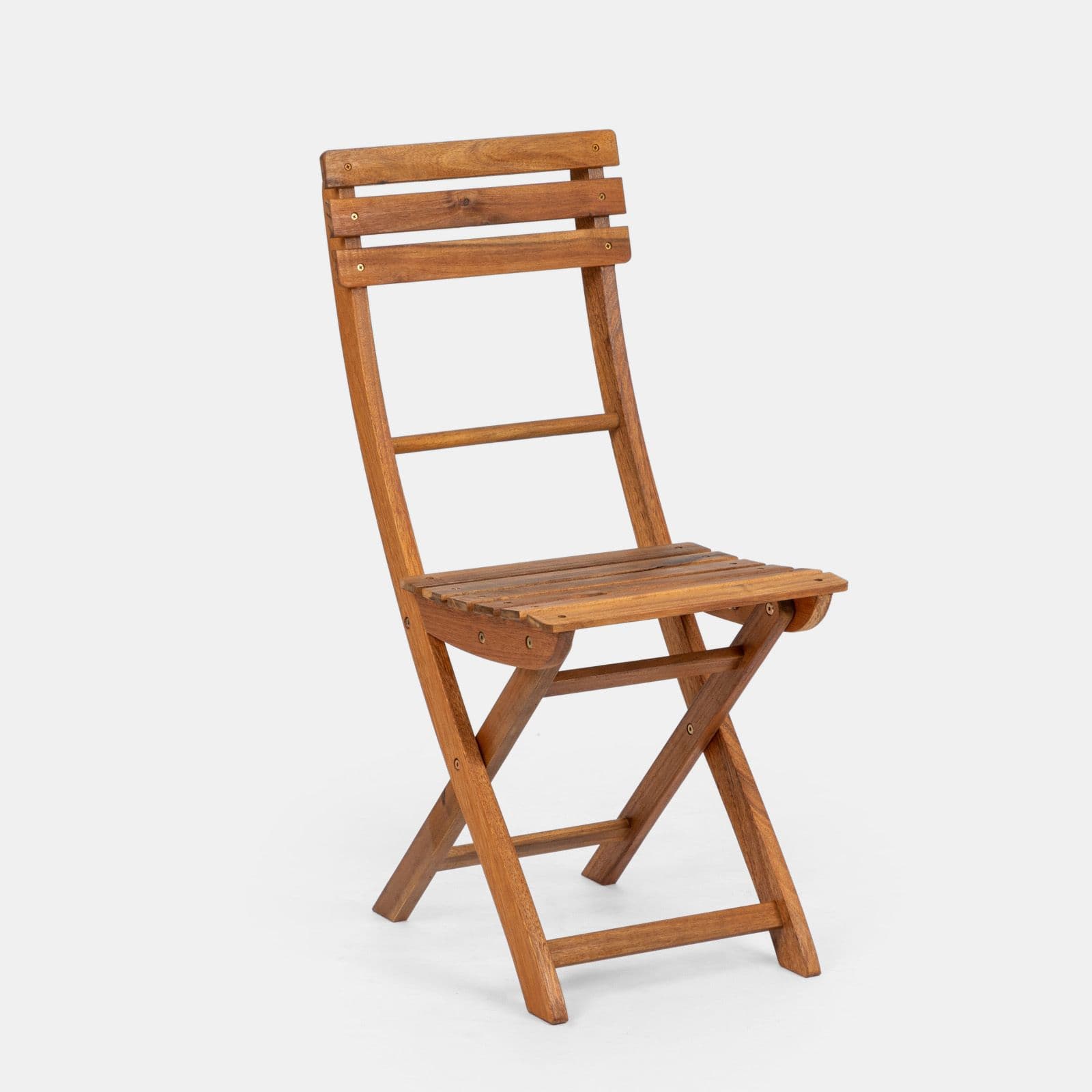 Set pranzo con tavolo rotondo 100 cm e 4 sedie pieghevoli in legno di acacia - Paja