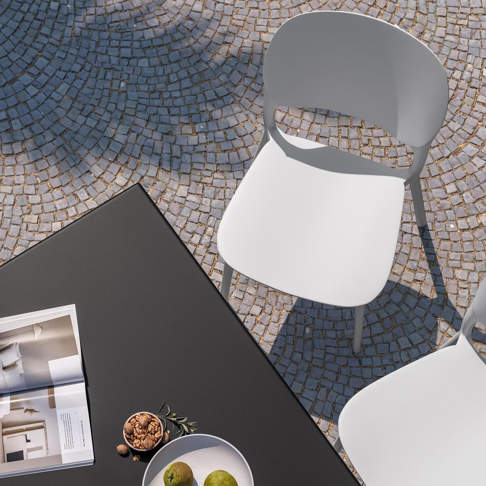 Set pranzo tavolo 120x70 cm in acciaio nero e 4 sedie in polipropilene bianco - Paint