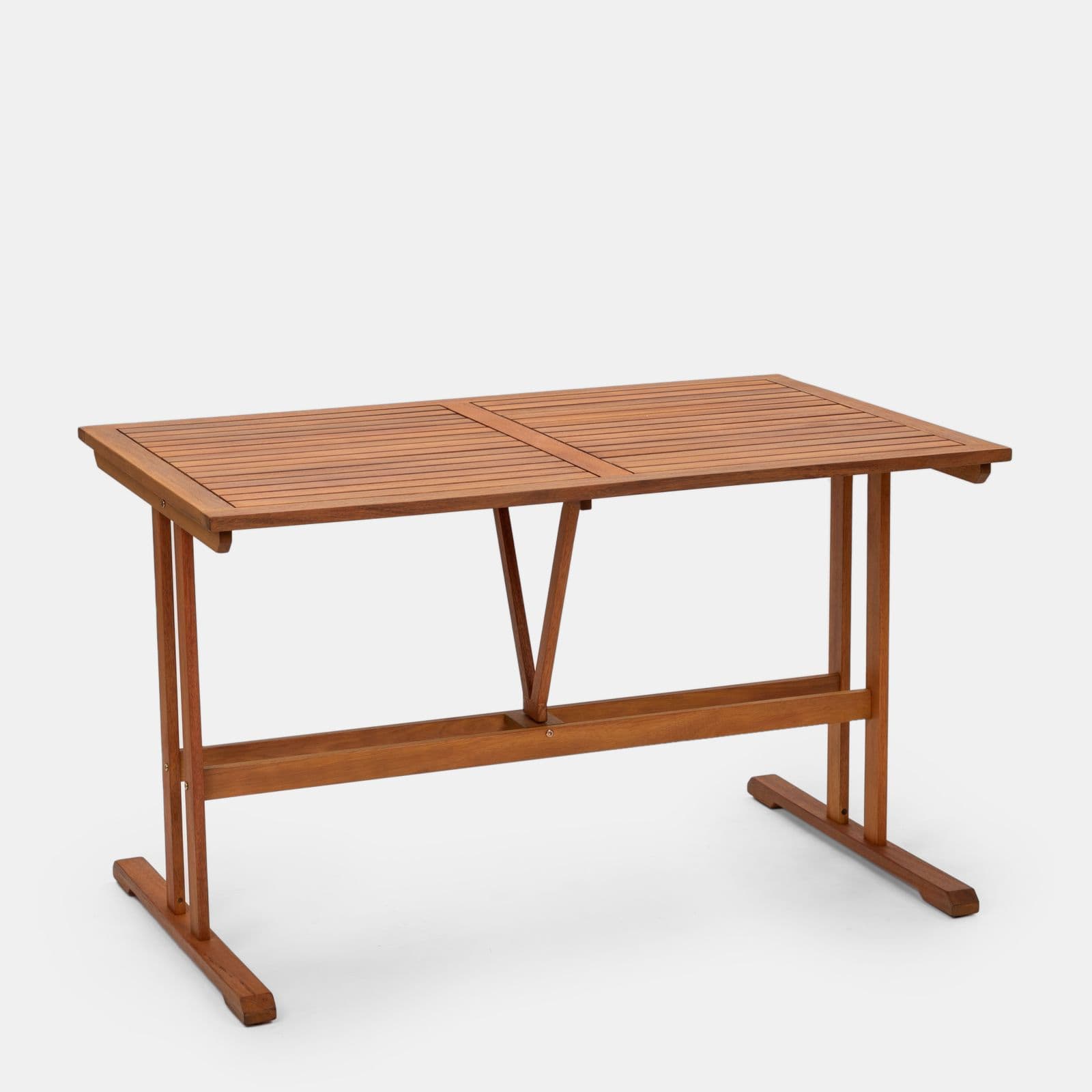Set pranzo tavolo 125x80 cm e quattro poltrone pieghevoli in textilene bianco e legno di acacia - Aruba