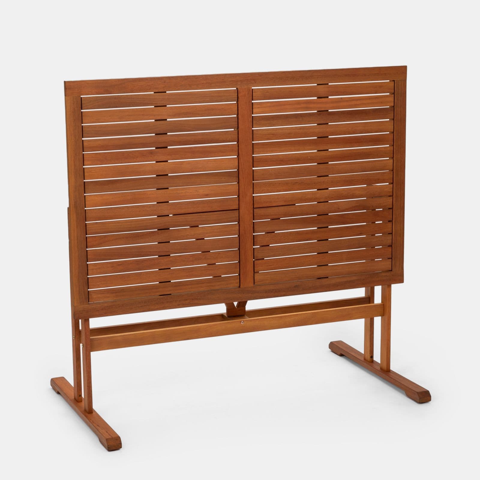 Set pranzo tavolo 125x80 cm e quattro poltrone pieghevoli in textilene bianco e legno di acacia - Aruba