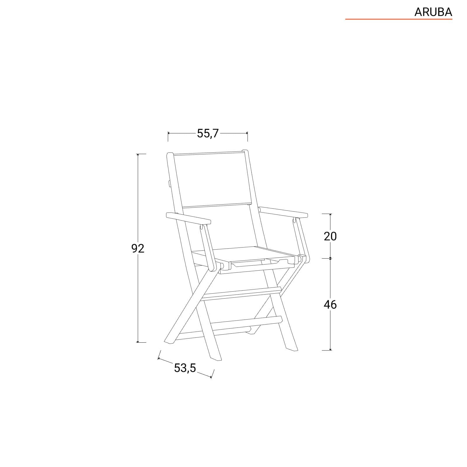 Set pranzo tavolo 125x80 cm e quattro poltrone pieghevoli in textilene bianco e legno di acacia - Aruba