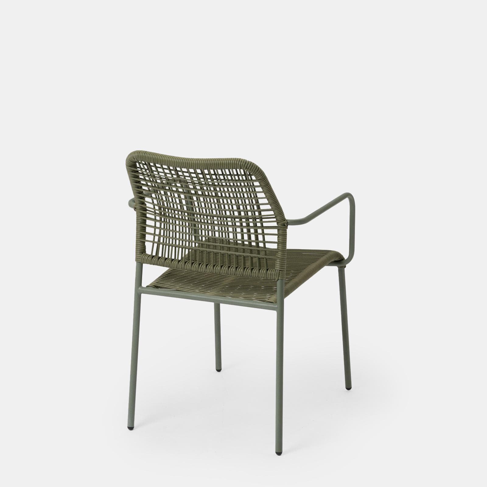 Set pranzo tavolo 150x80 cm e 4 sedie con braccioli in corda verde - Levanto