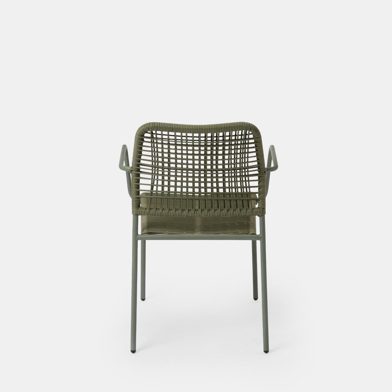 Set pranzo tavolo 150x80 cm e 4 sedie con braccioli in corda verde - Levanto