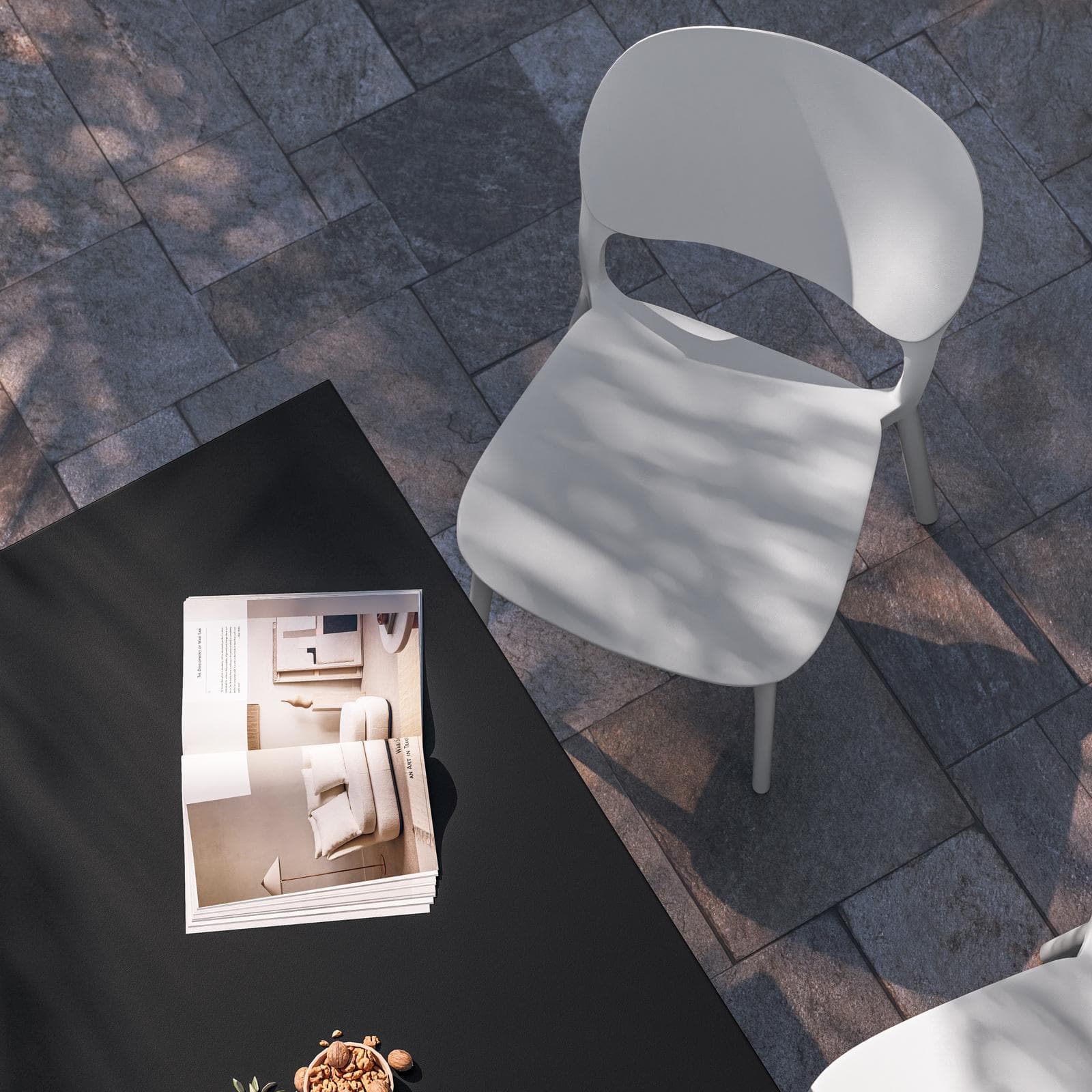 Set pranzo tavolo 150x80 cm in acciaio nero e 4 sedie in polipropilene bianco - Paint