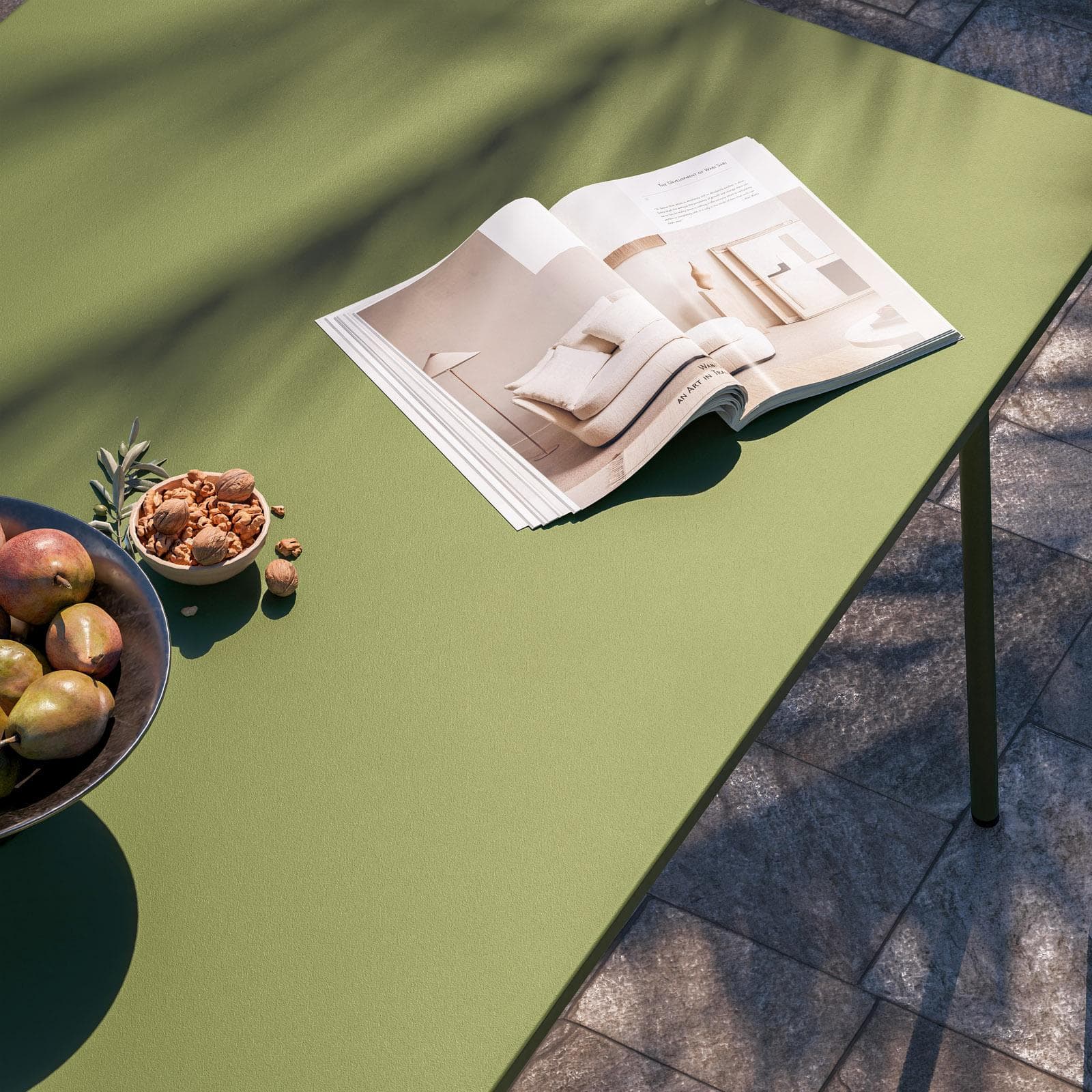 Set pranzo tavolo 150x80 cm in acciaio verde bosco e 4 sedie in polipropilene bianco - Paint