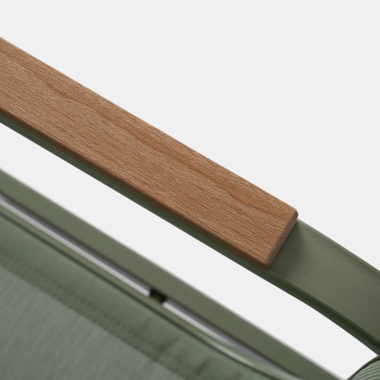 Set pranzo tavolo 150x90 cm top vetro temperato e 6 sedie con braccioli in acciaio verde oliva - Tamika