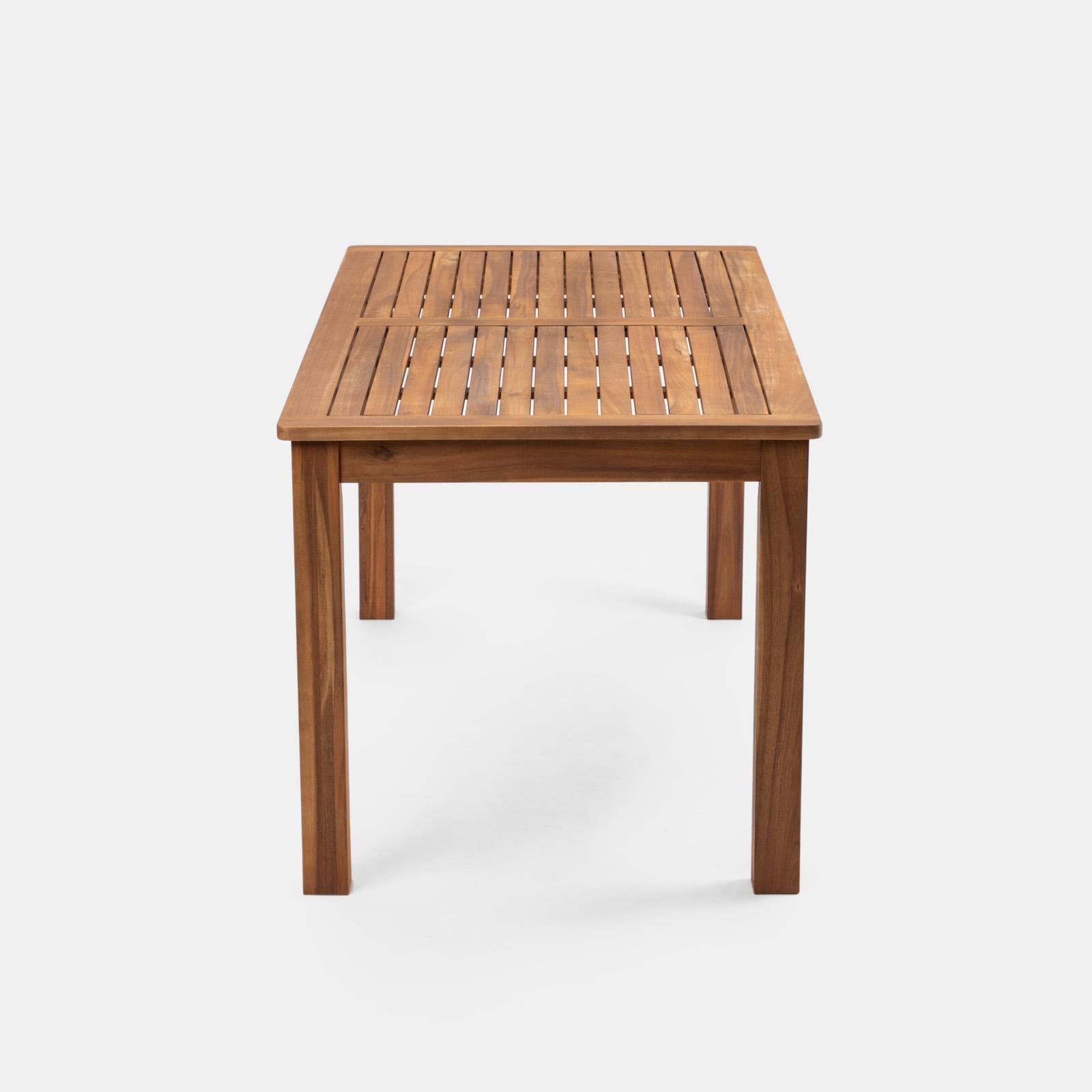 Set pranzo tavolo 160x80 cm e 4 sedie pieghevoli in legno di acacia e corda grigia - Yadira