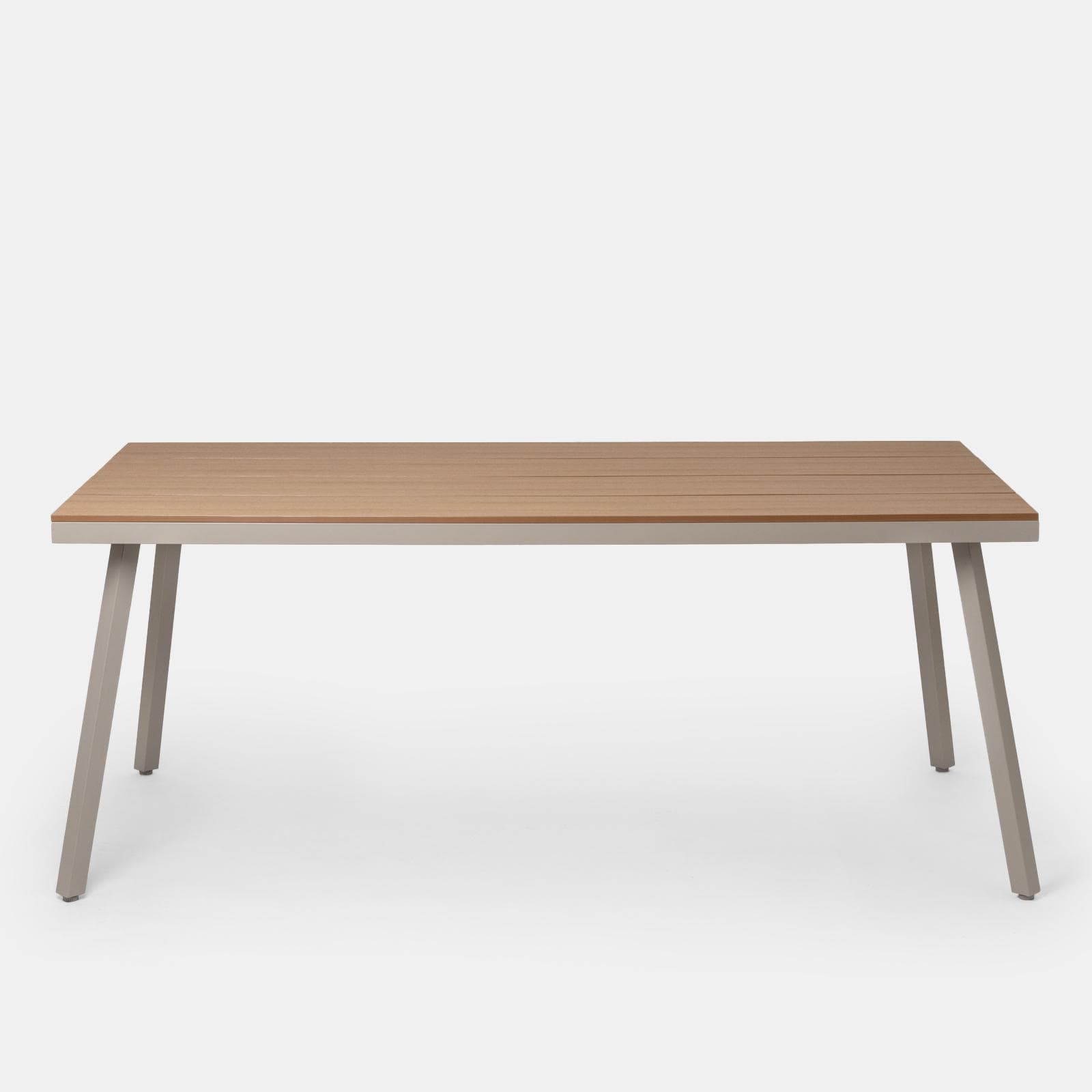 Set pranzo tavolo 180x90 cm top effetto legno e 6 sedie con braccioli in metallo tortora - Ibisco