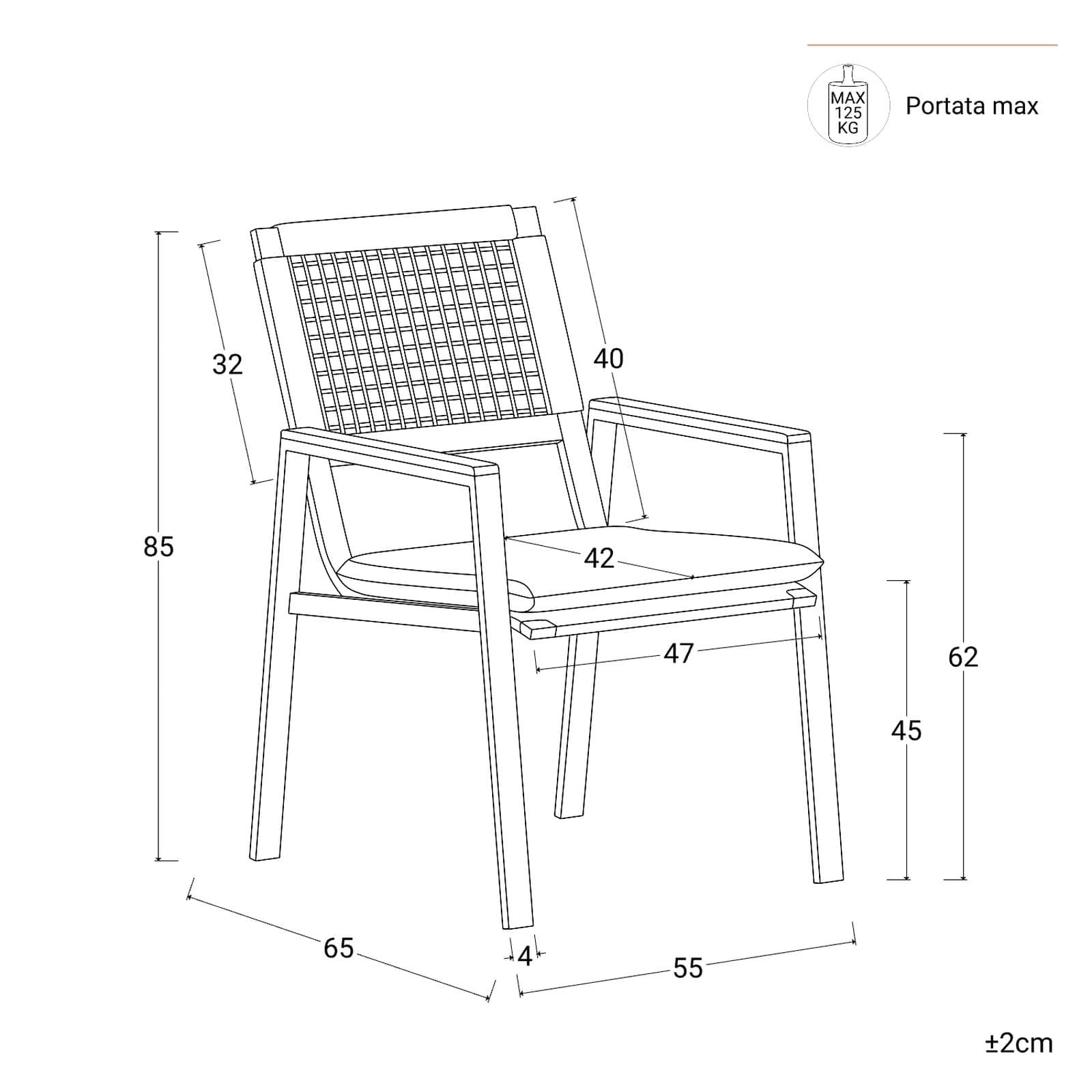 Set pranzo tavolo 180x90 cm top effetto legno e 6 sedie con braccioli in metallo tortora - Ibisco