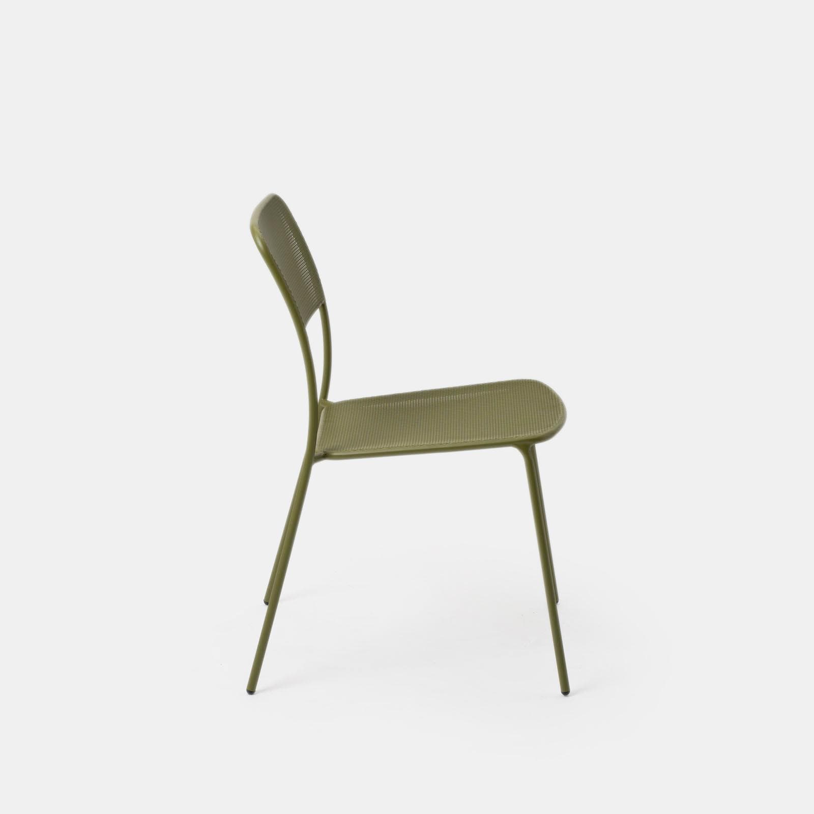 Set bistrot tavolo 60x60 cm e 2 sedie in acciaio verde oliva - Faber