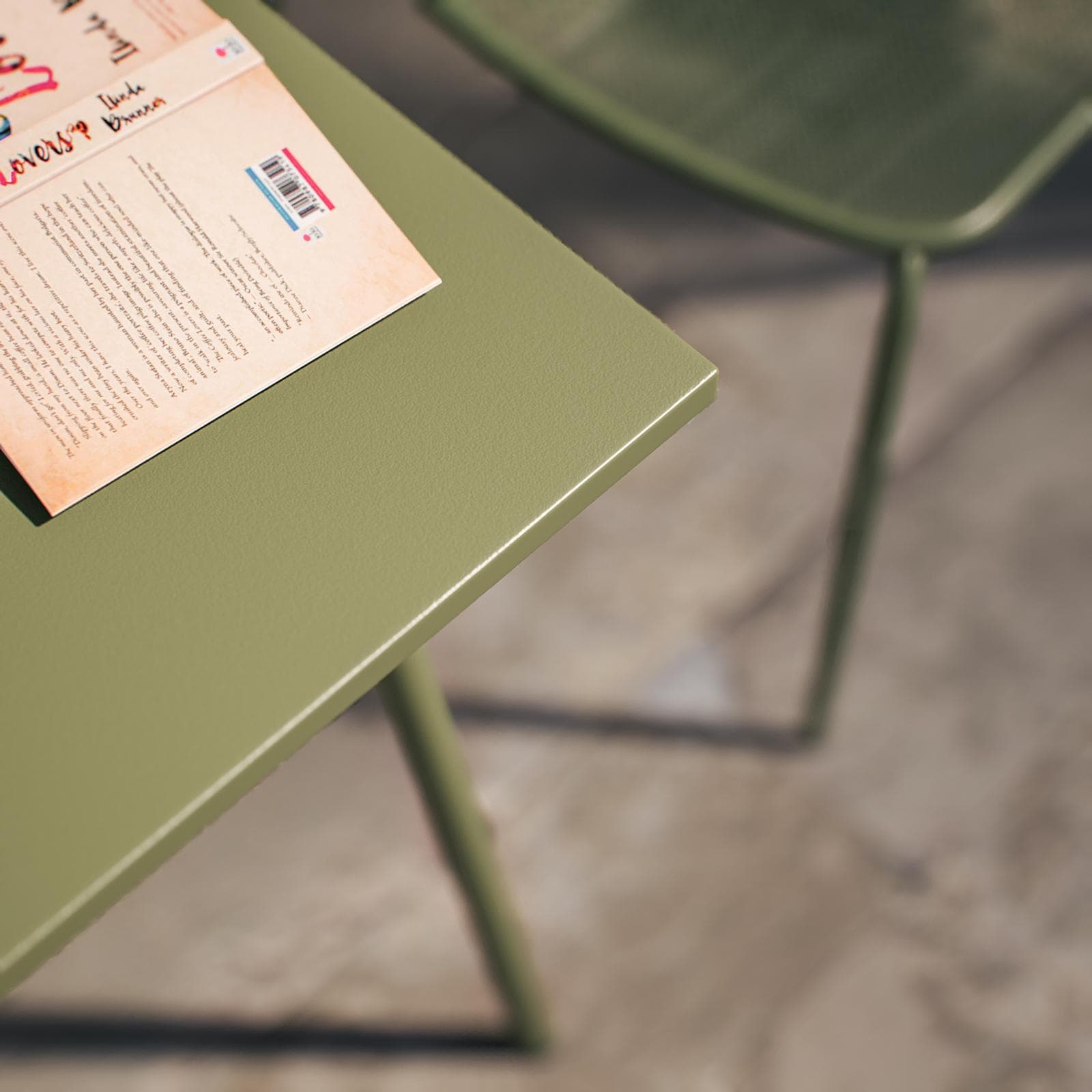 Set bistrot tavolo 60x60 cm e 2 sedie in acciaio verde oliva - Faber