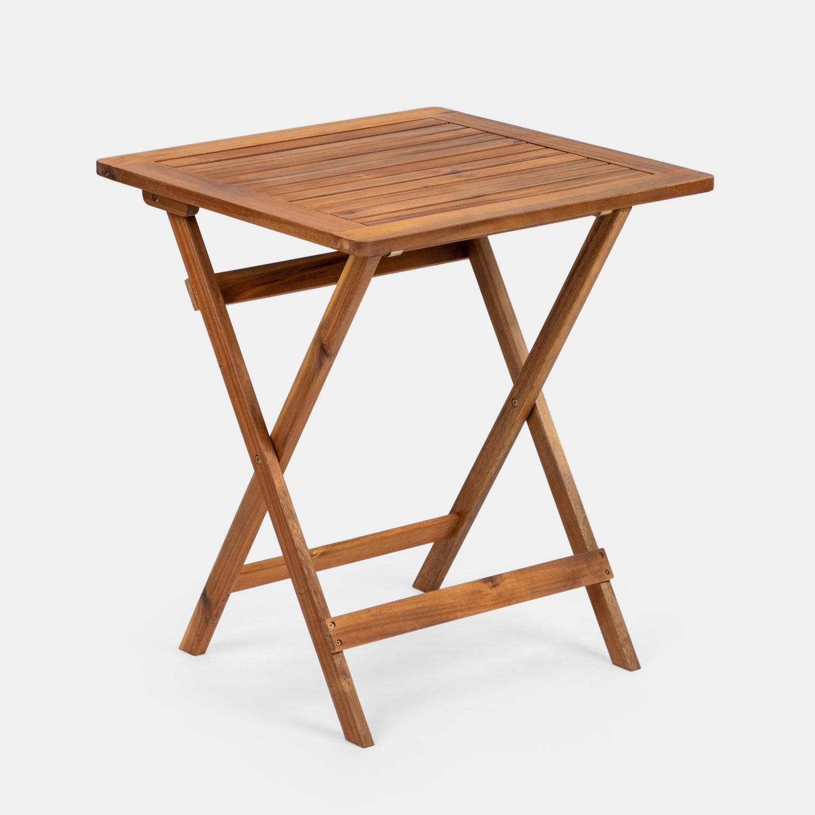 Set bistrot con tavolo 60x60 cm e 2 sedie pieghevoli in legno di acacia - Paja